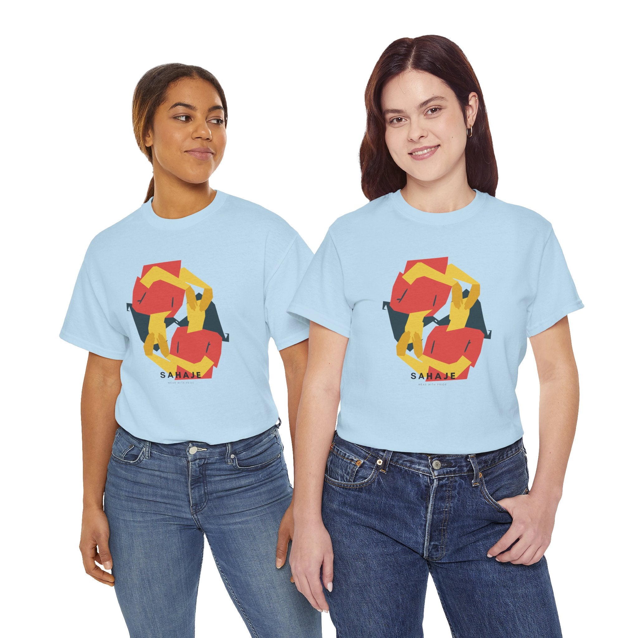 Foxes in Hexagon Graphic Tee — Minimal Geometric Animal Shirt