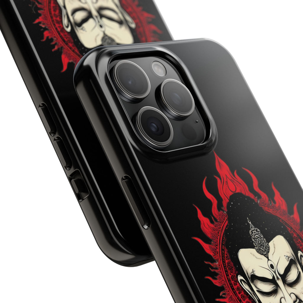 Meditative Buddha Tough Phone Case — Red Flame Zen Protection