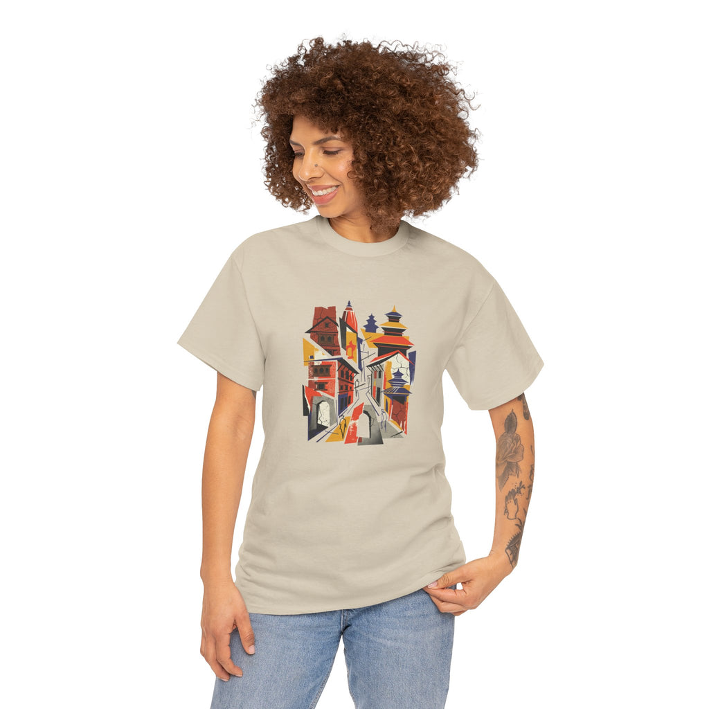 Cityscape Abstract Tee — Colorful Urban Architecture Graphic T‑Shirt