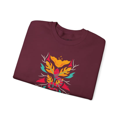 Sahajé Floral Snake Crewneck Sweatshirt — Colorful Botanical Serpent Graphic