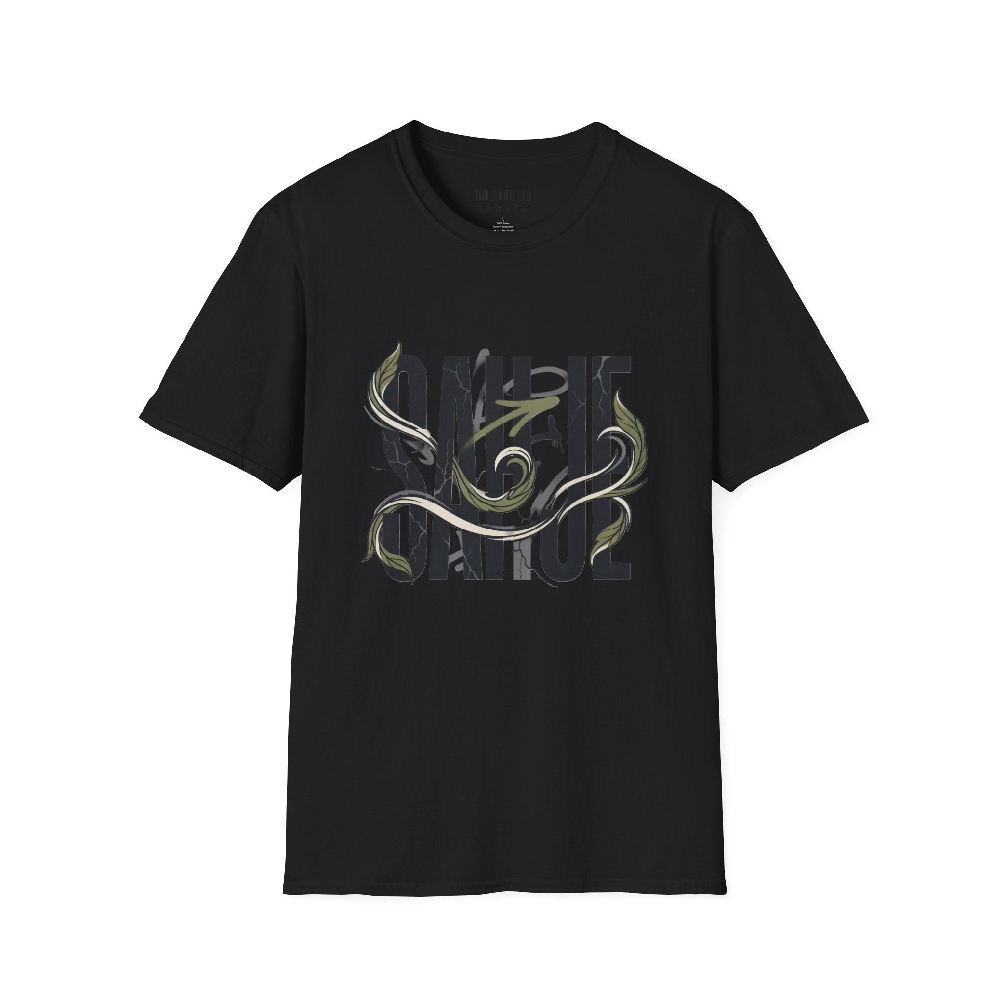 Saurus Graphic T-Shirt — Retro Block Lettering with Snake Illustration