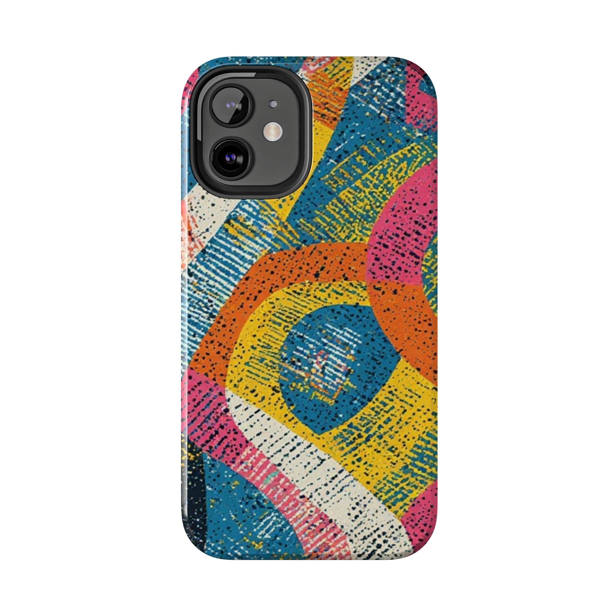 Bold Retro Abstract Tough Phone Case — Colorful Geometric Protective Cover