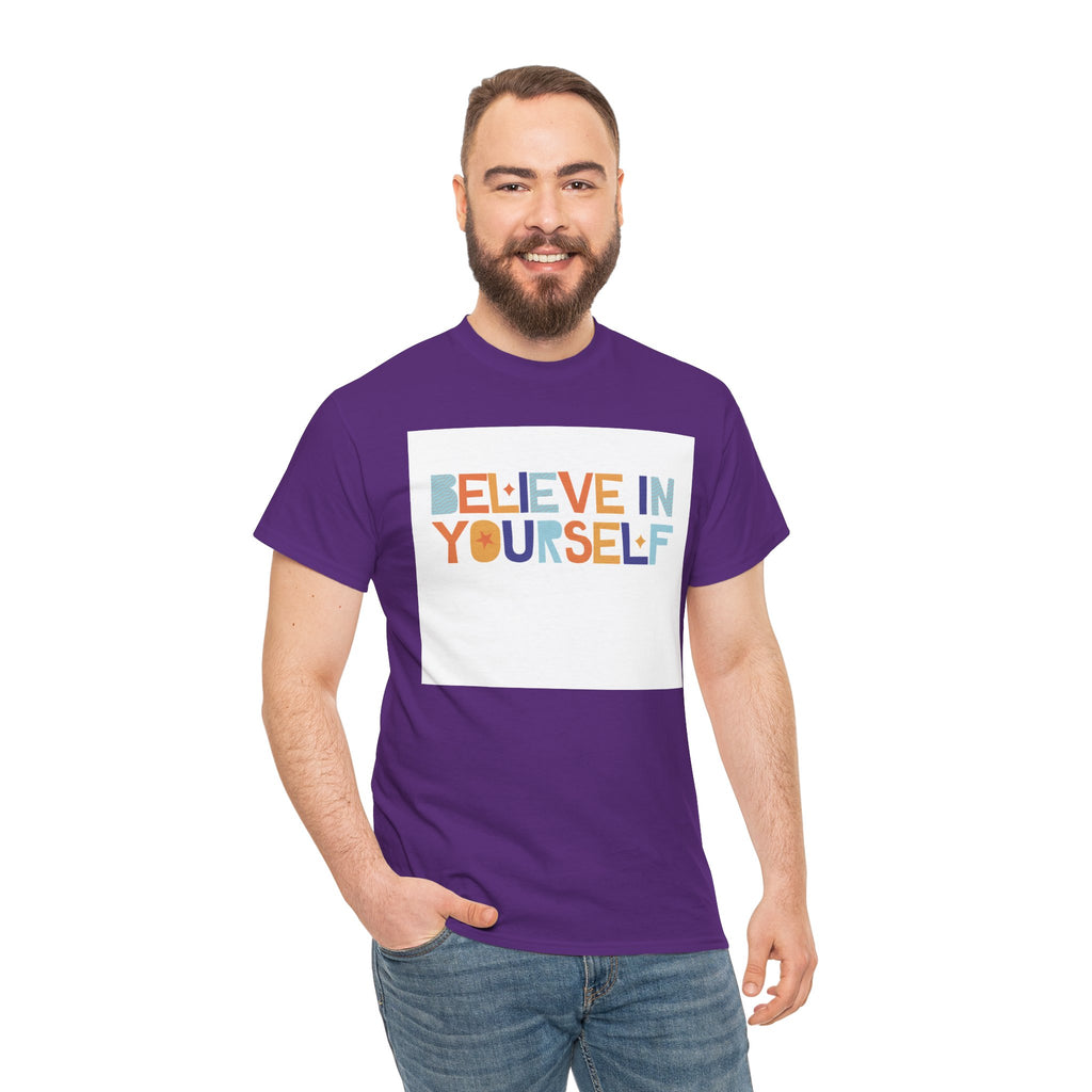 T-Shirt — "Believe in Yourself" Colorful Retro Motivational Tee