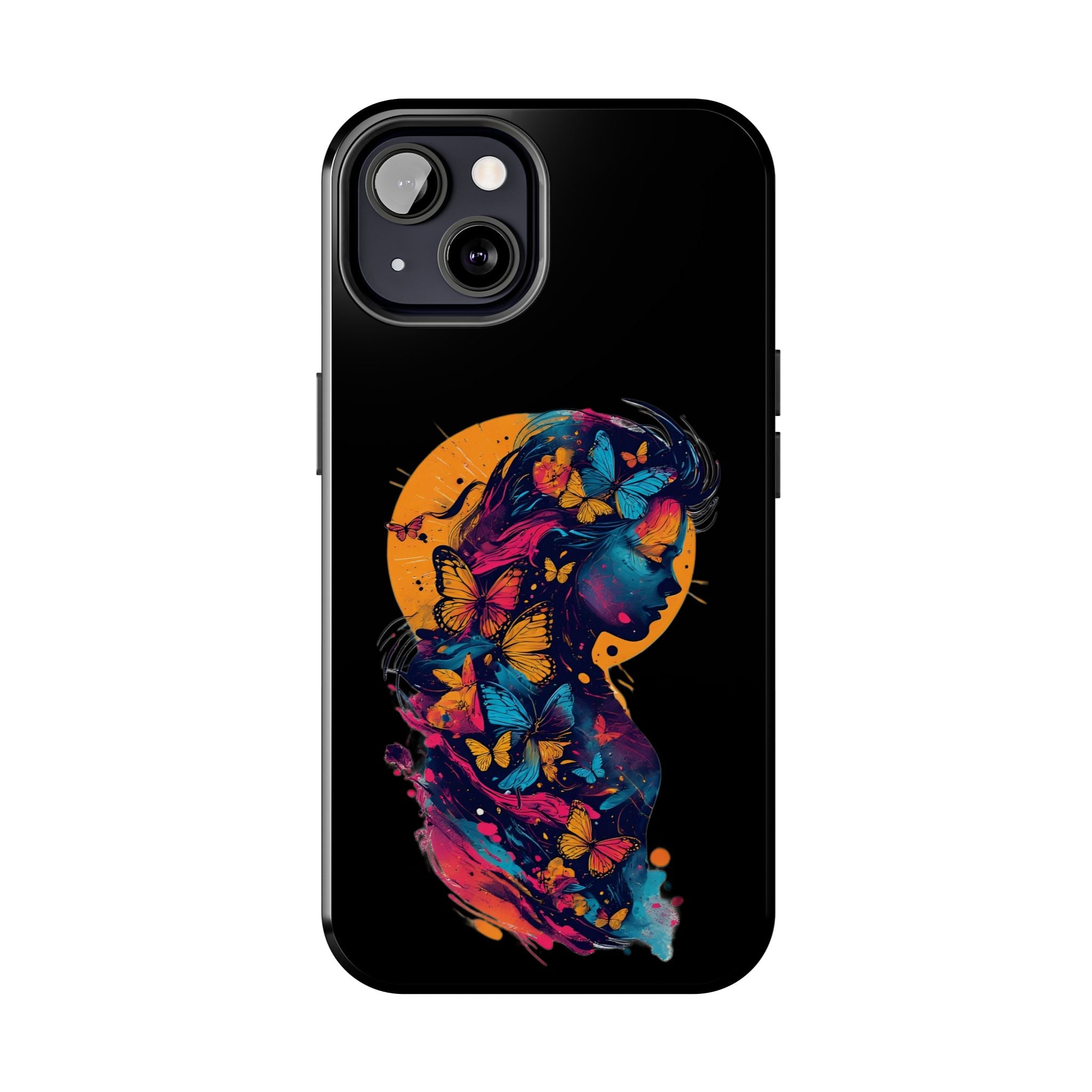 Butterfly Silhouette Tough Phone Case — Colorful Woman Art Protective Cover