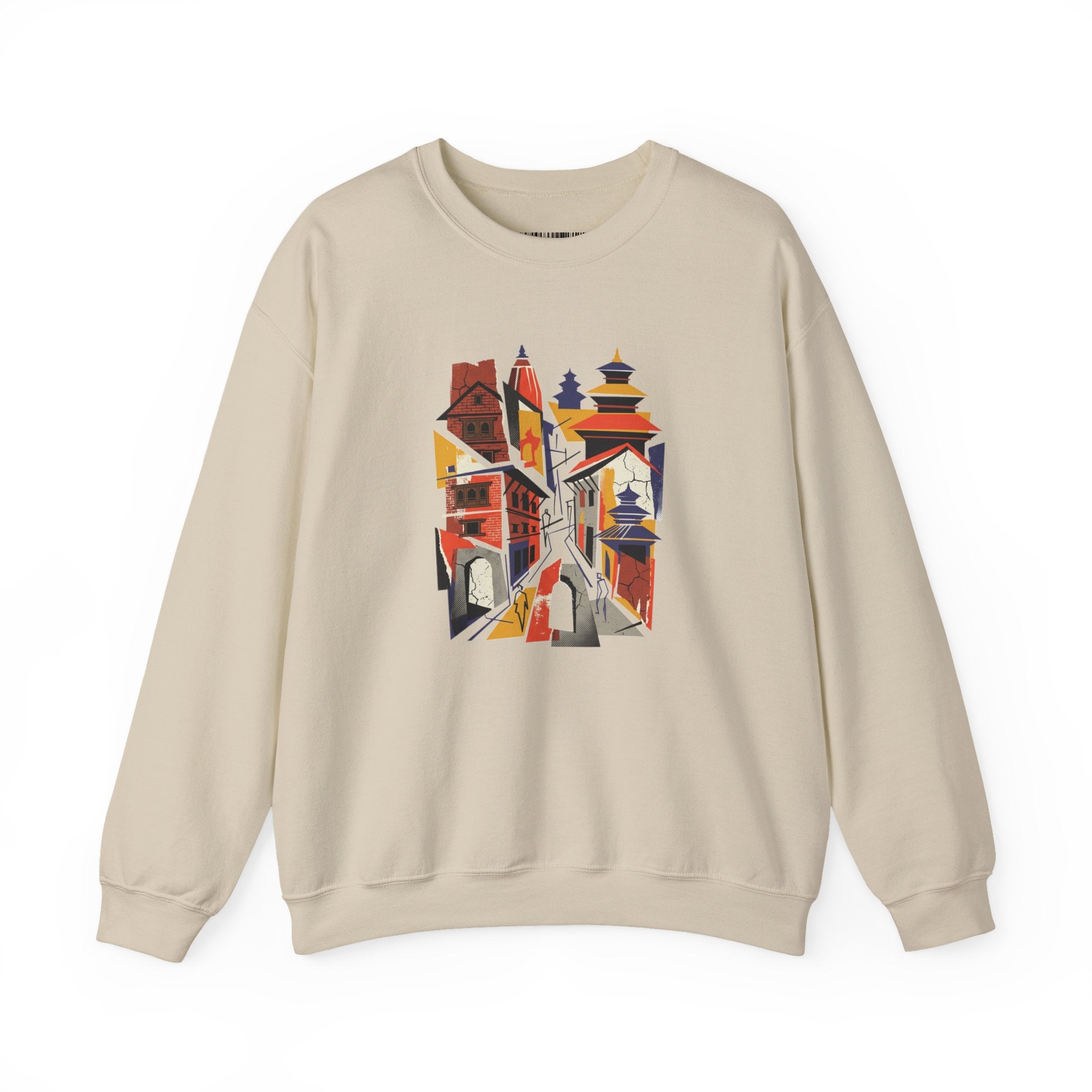 Architectural Cityscape Crewneck Sweatshirt — Abstract Urban Alley Art