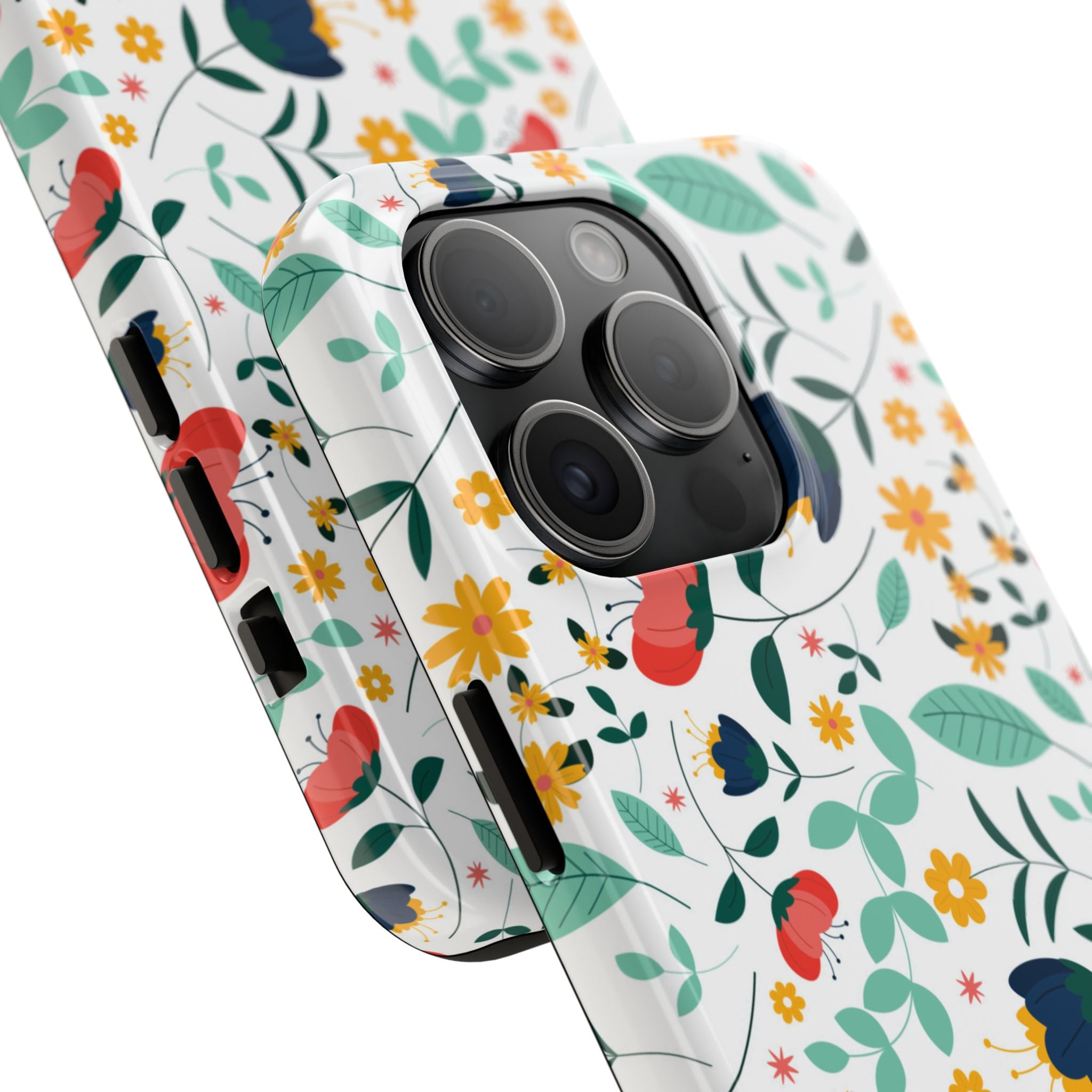 Floral Pattern Tough Phone Case — Colorful Spring Flowers Phone Cover