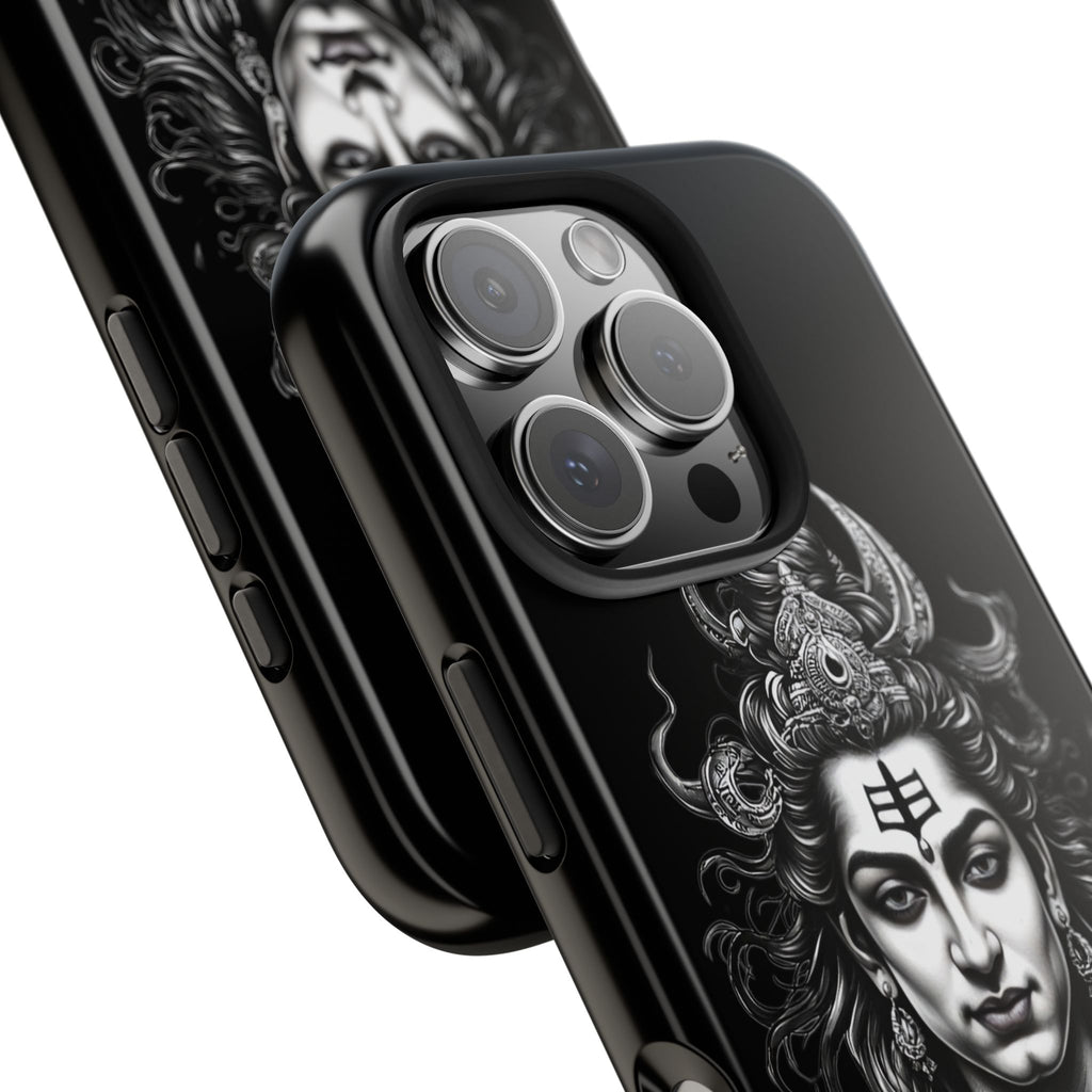 Phone Case — Intricate Lord Shiva Illustration on Black Tough Case