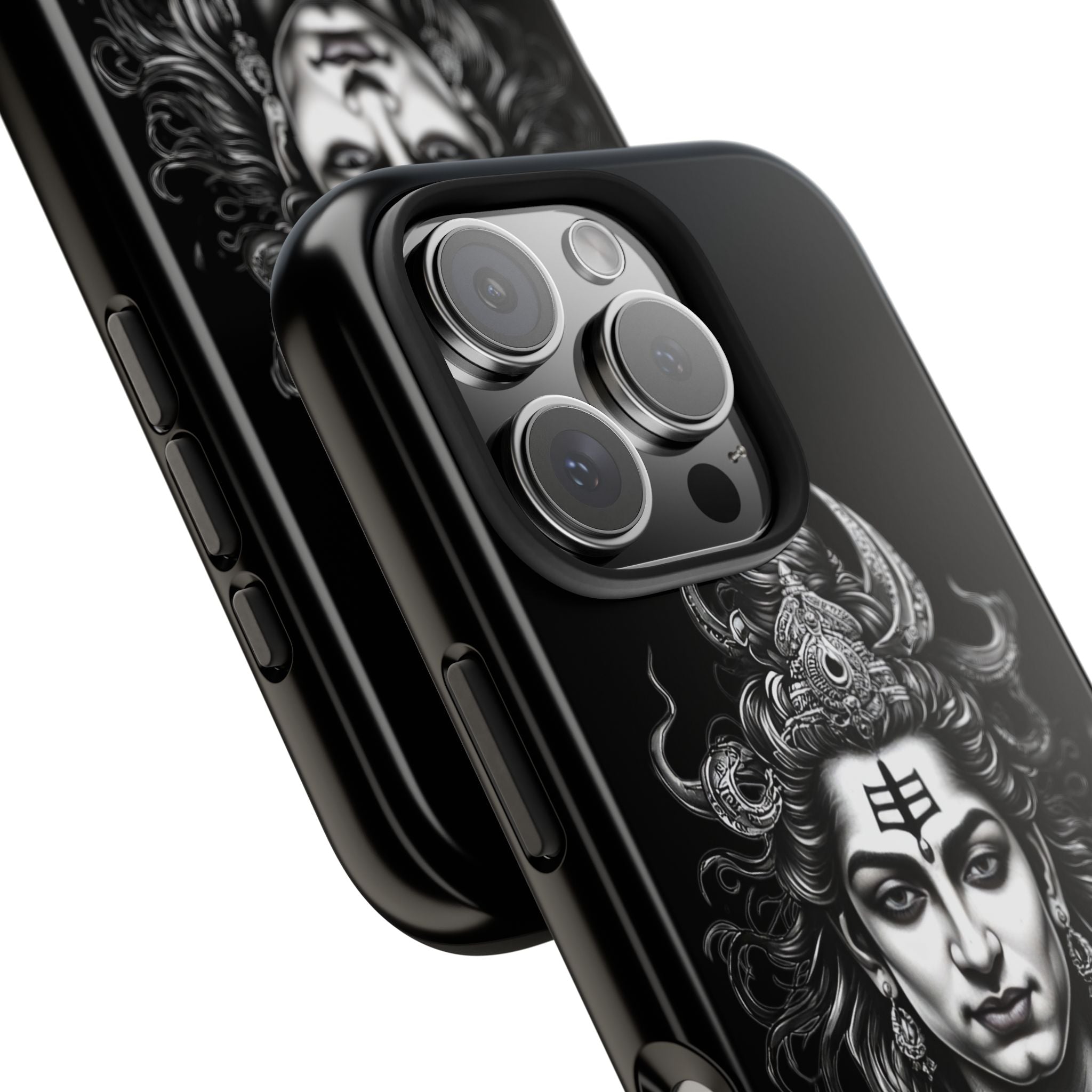 Phone Case — Intricate Lord Shiva Illustration on Black Tough Case