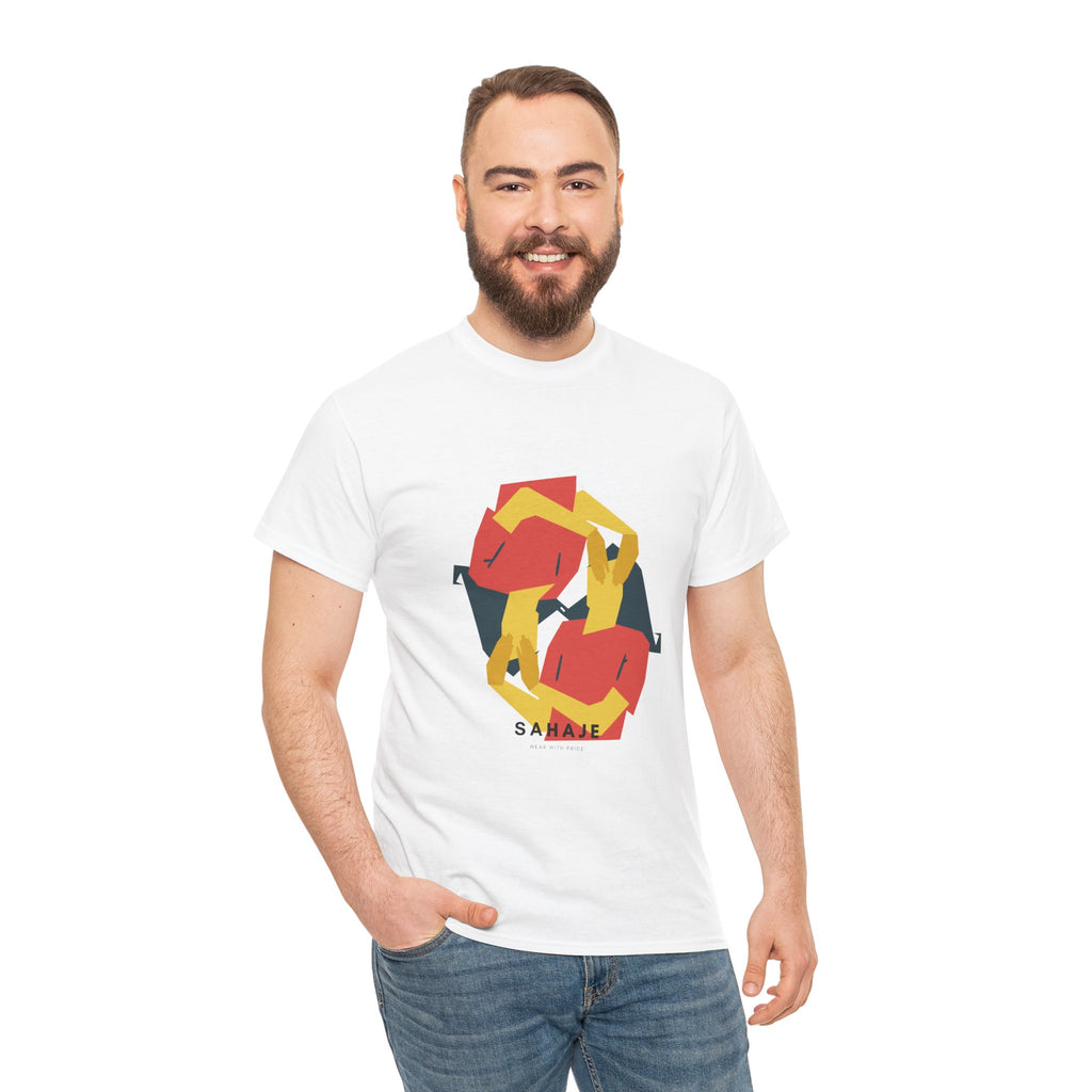 Geometric Fox Tee — Stylized Red & Yellow Fox Illustration T-Shirt