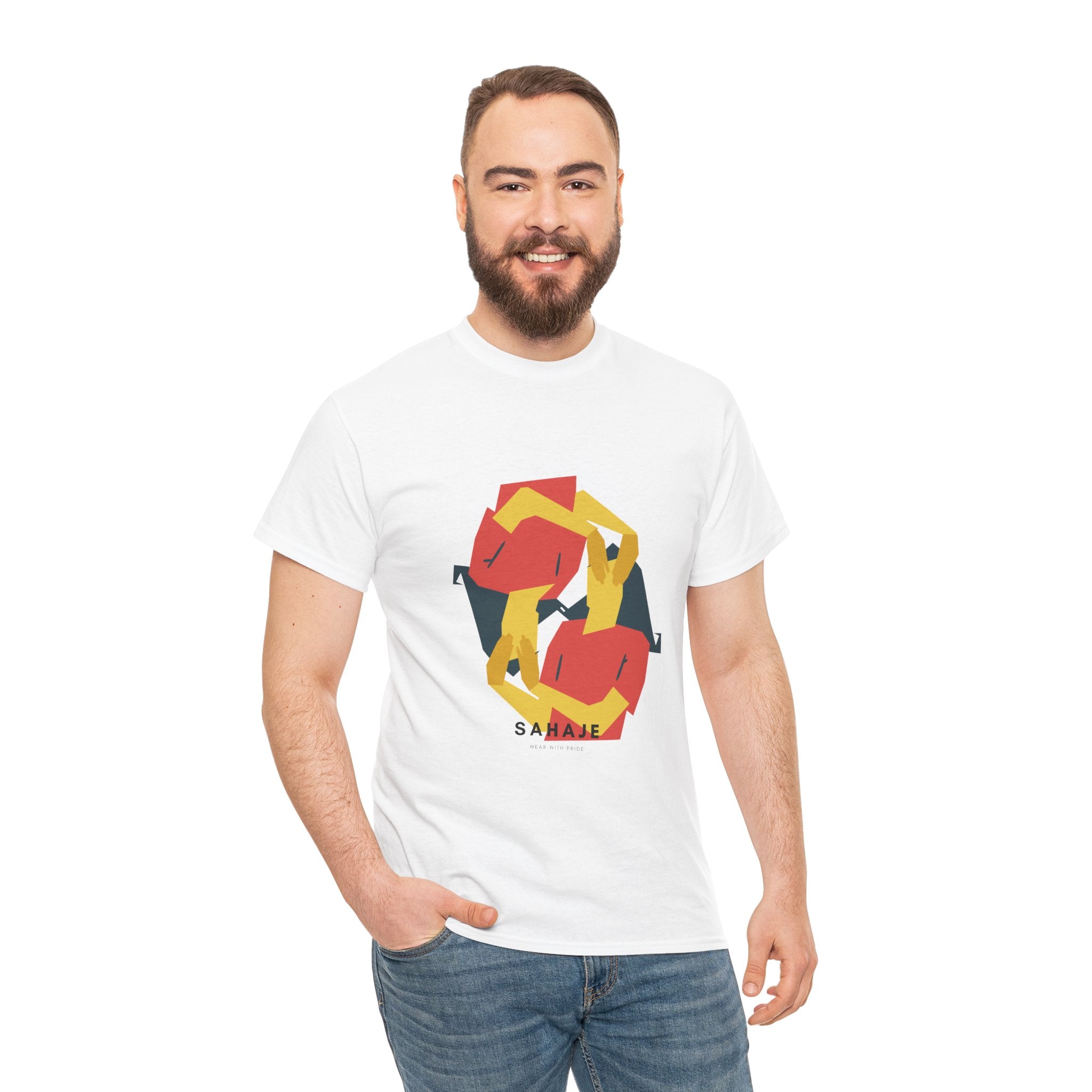Geometric Fox Tee — Stylized Red & Yellow Fox Illustration T-Shirt