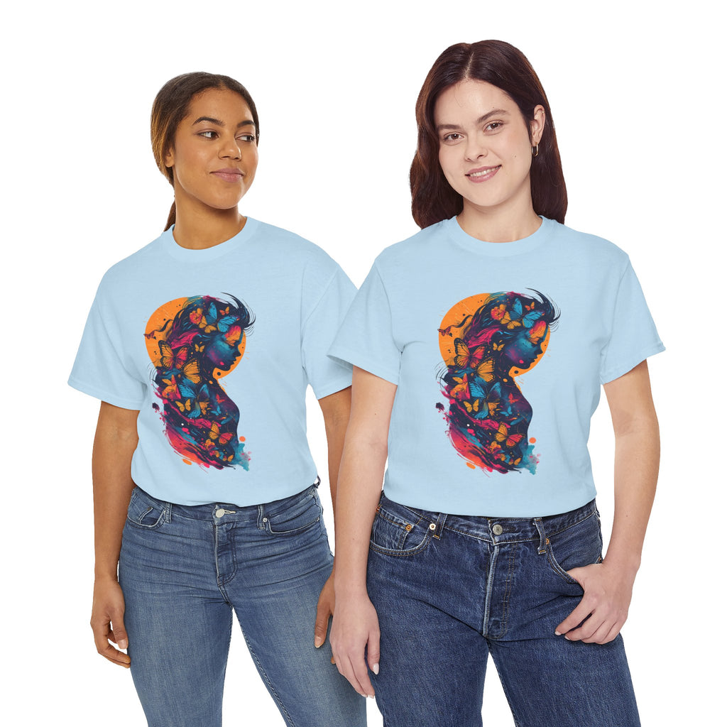 Butterfly Silhouette Graphic Tee — Colorful Maternity Profile Design
