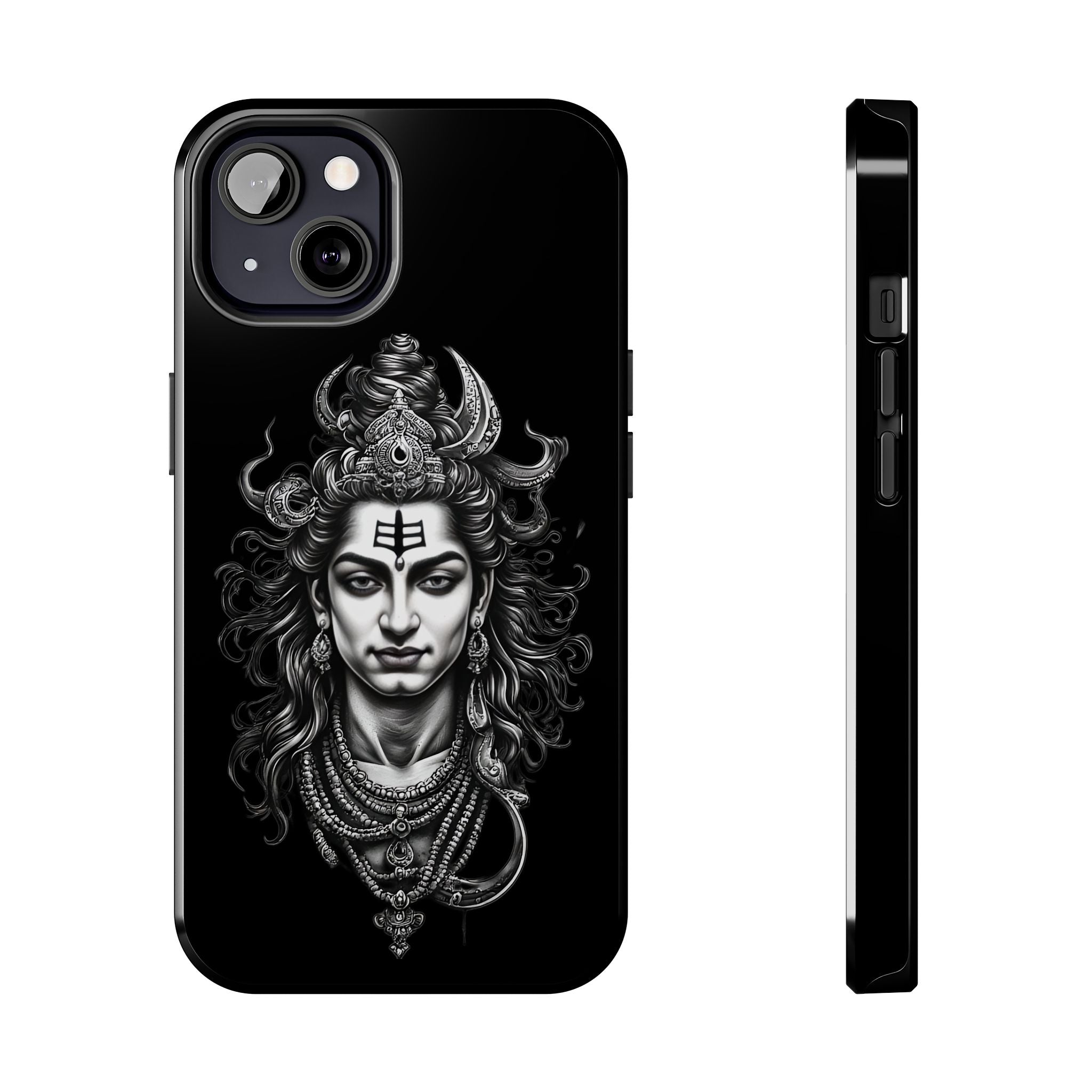 Phone Case — Intricate Lord Shiva Illustration on Black Tough Case
