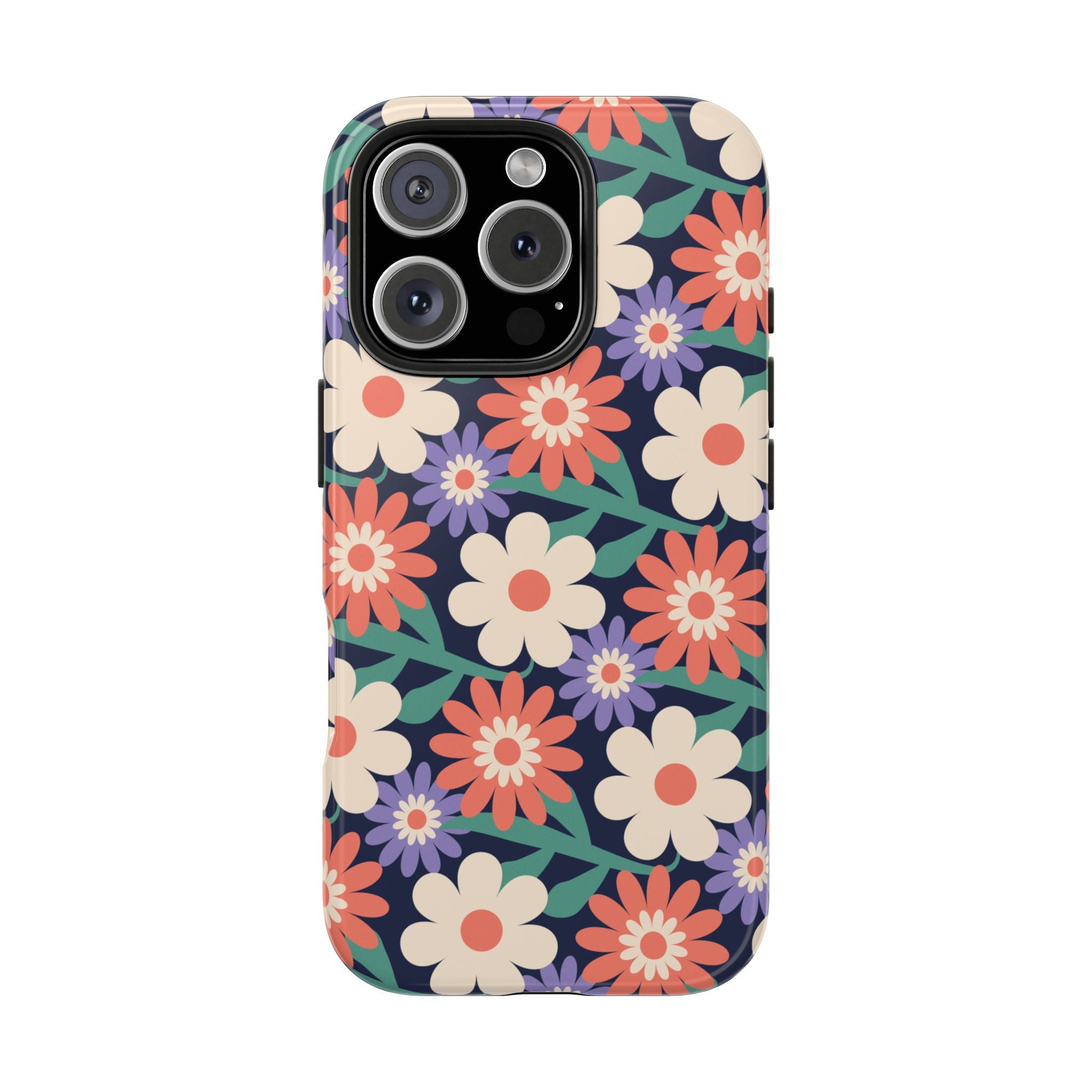 Floral Tough Phone Case — Retro Daisies Protective Phone Cover