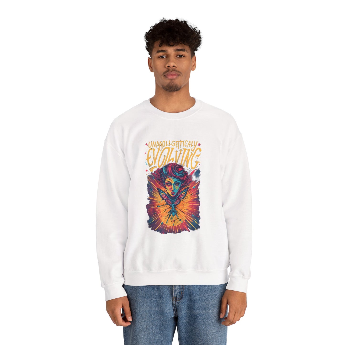 Evolving Butterfly Crewneck Sweatshirt — "Unafraid, Authentically Evolving" Inspirational Pullover