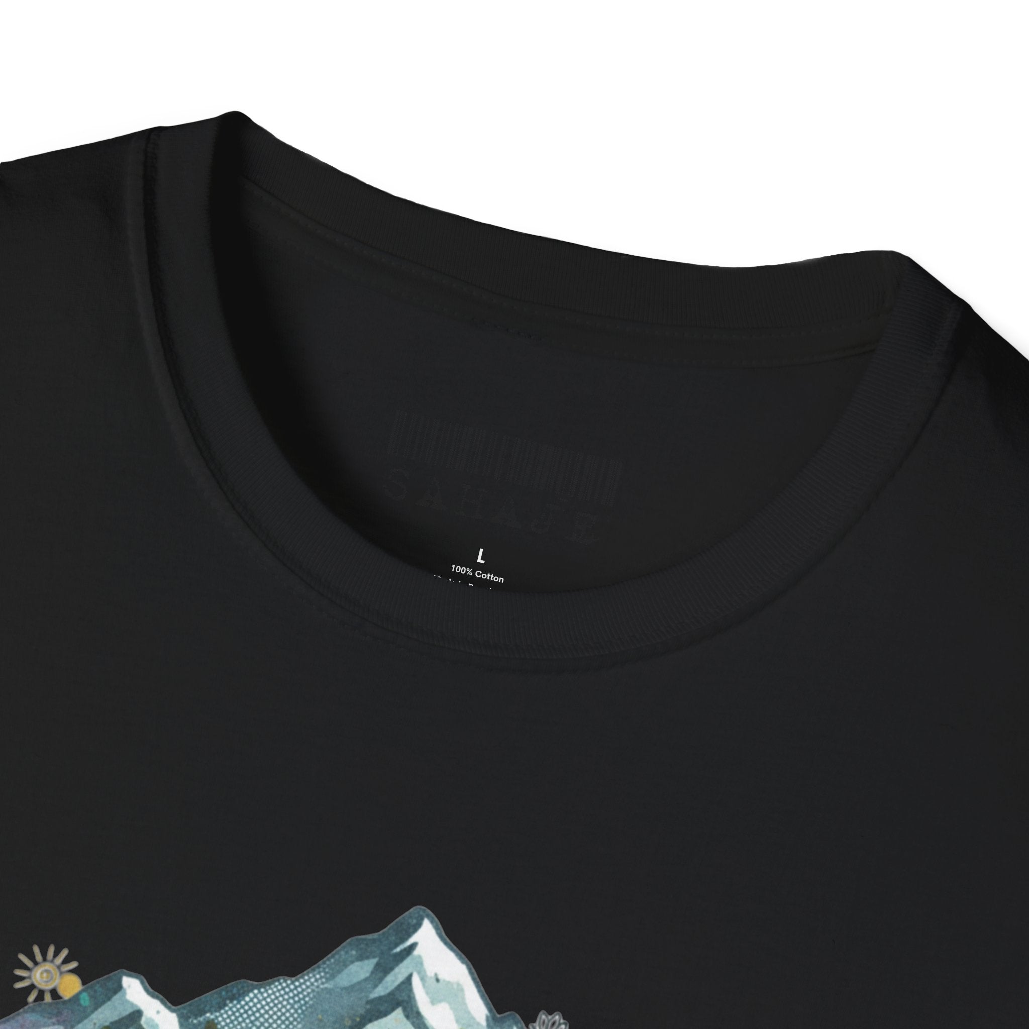 Adventure Compass T-Shirt — Mountain Compass with Prayer Flags & Colorful Globe