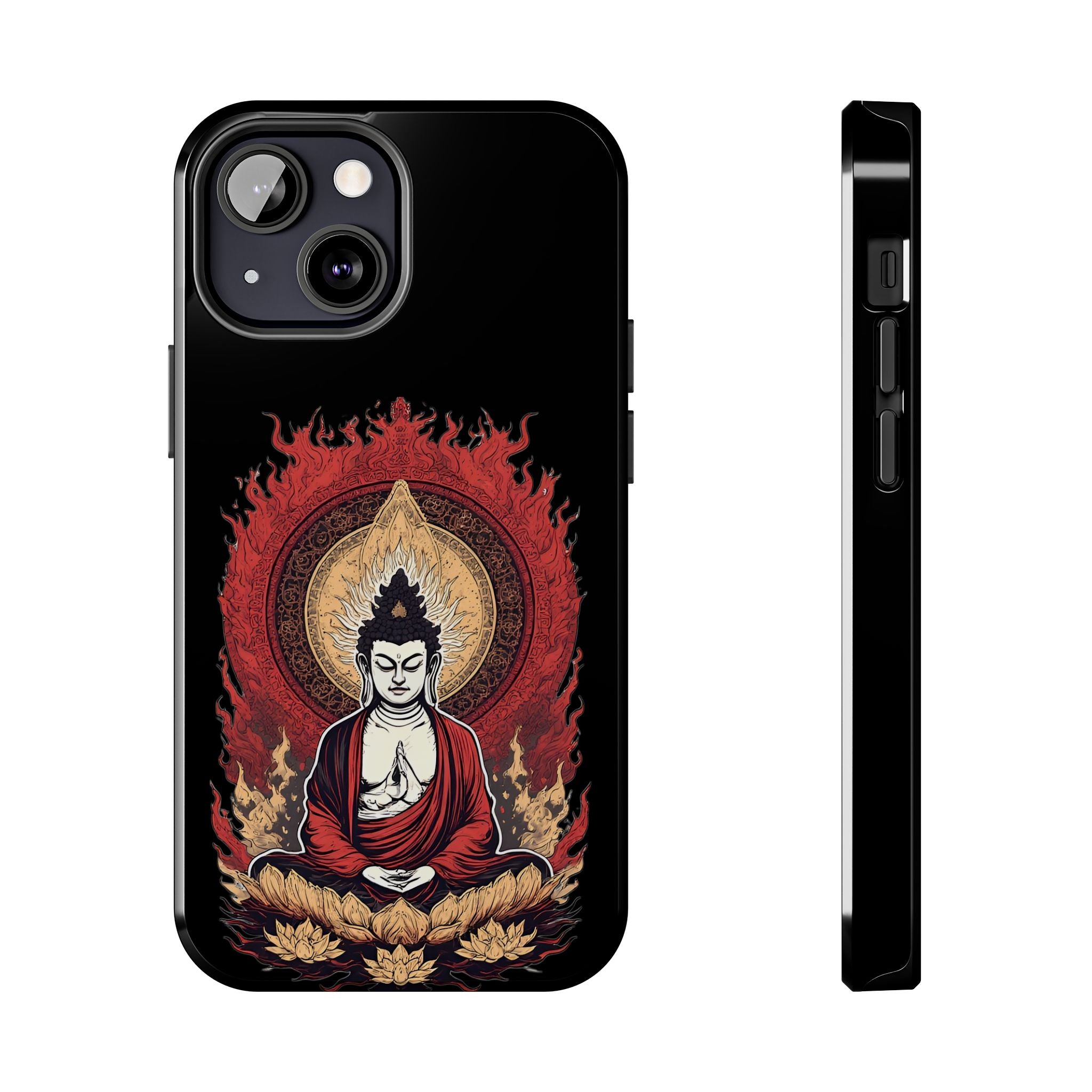 Buddha Meditation Tough Phone Case — Flame Halo Lotus Spiritual Protective Cover