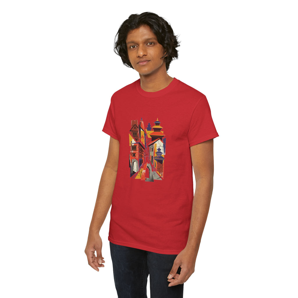 Cityscape Abstract Tee — Colorful Urban Architecture Graphic T‑Shirt