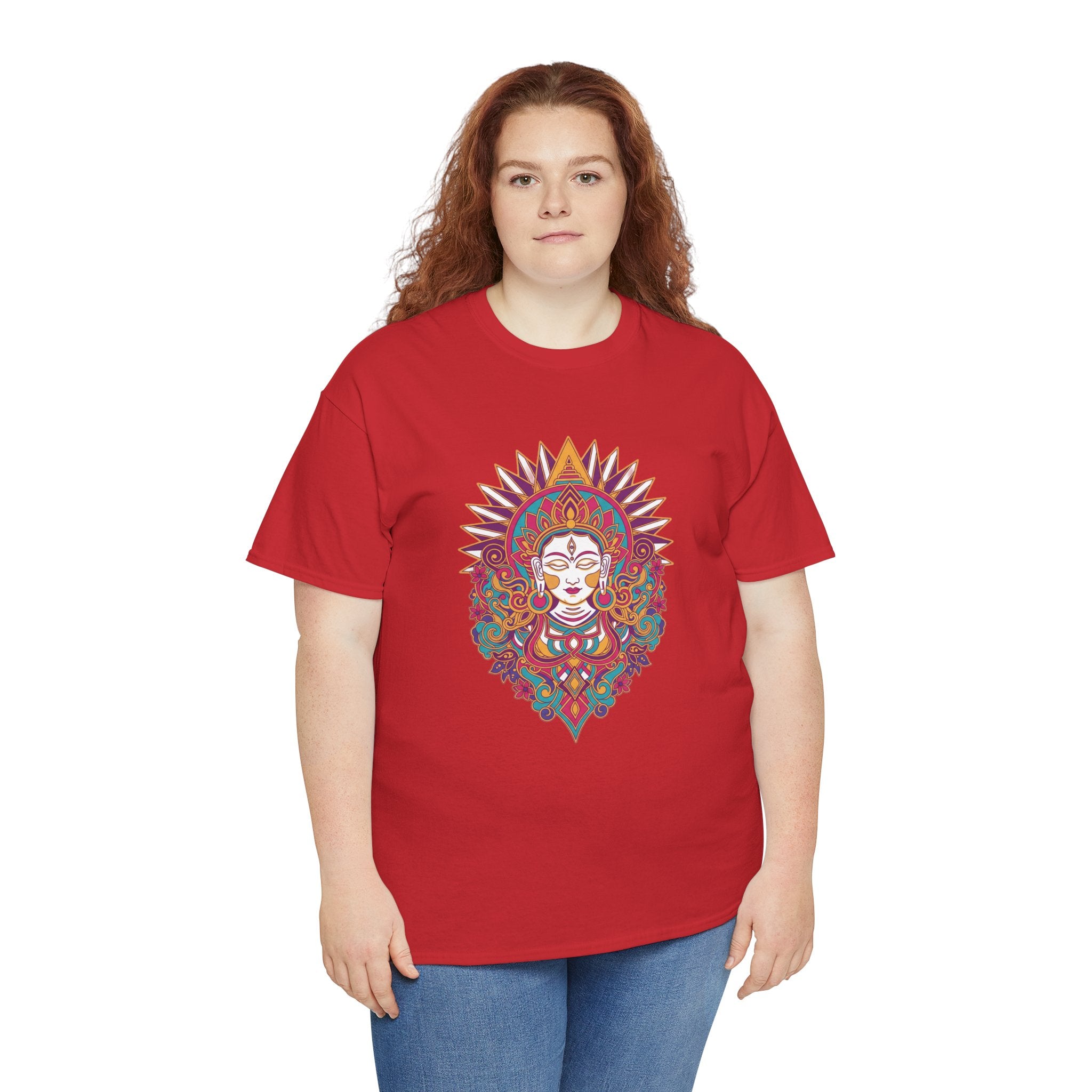 Spiritual Goddess Sun Mandala Tee — Colorful Boho Yoga T‑Shirt