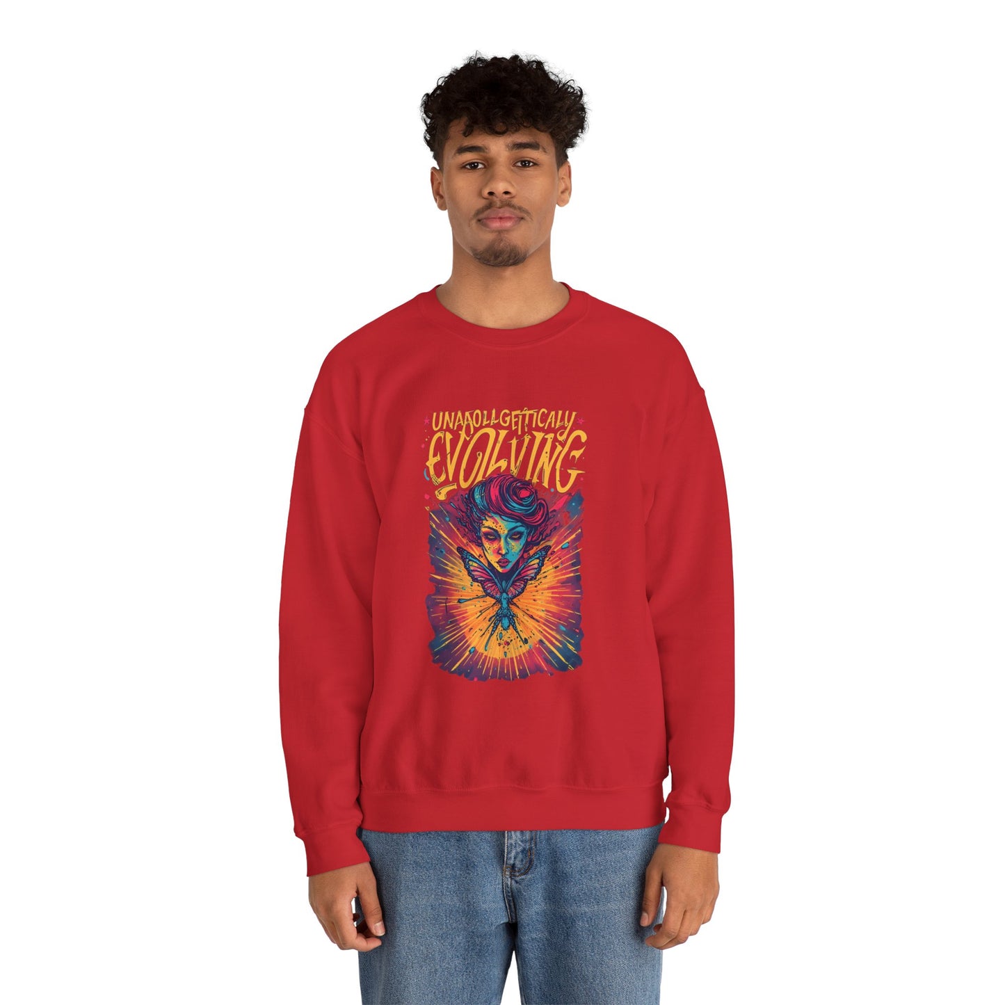 Evolving Butterfly Crewneck Sweatshirt — "Unafraid, Authentically Evolving" Inspirational Pullover