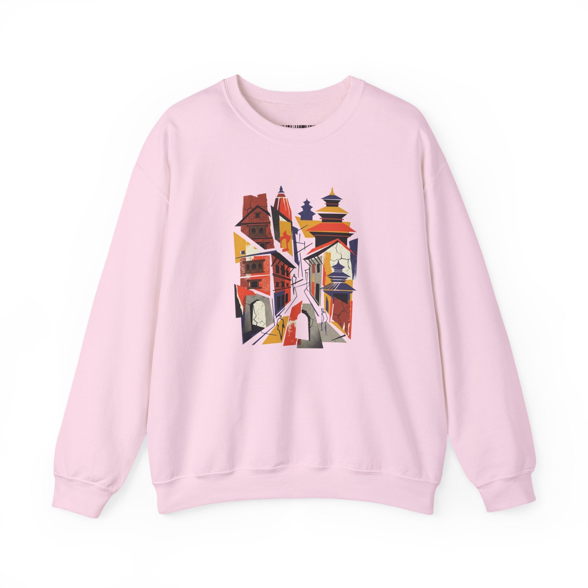 Architectural Cityscape Crewneck Sweatshirt — Abstract Urban Alley Art