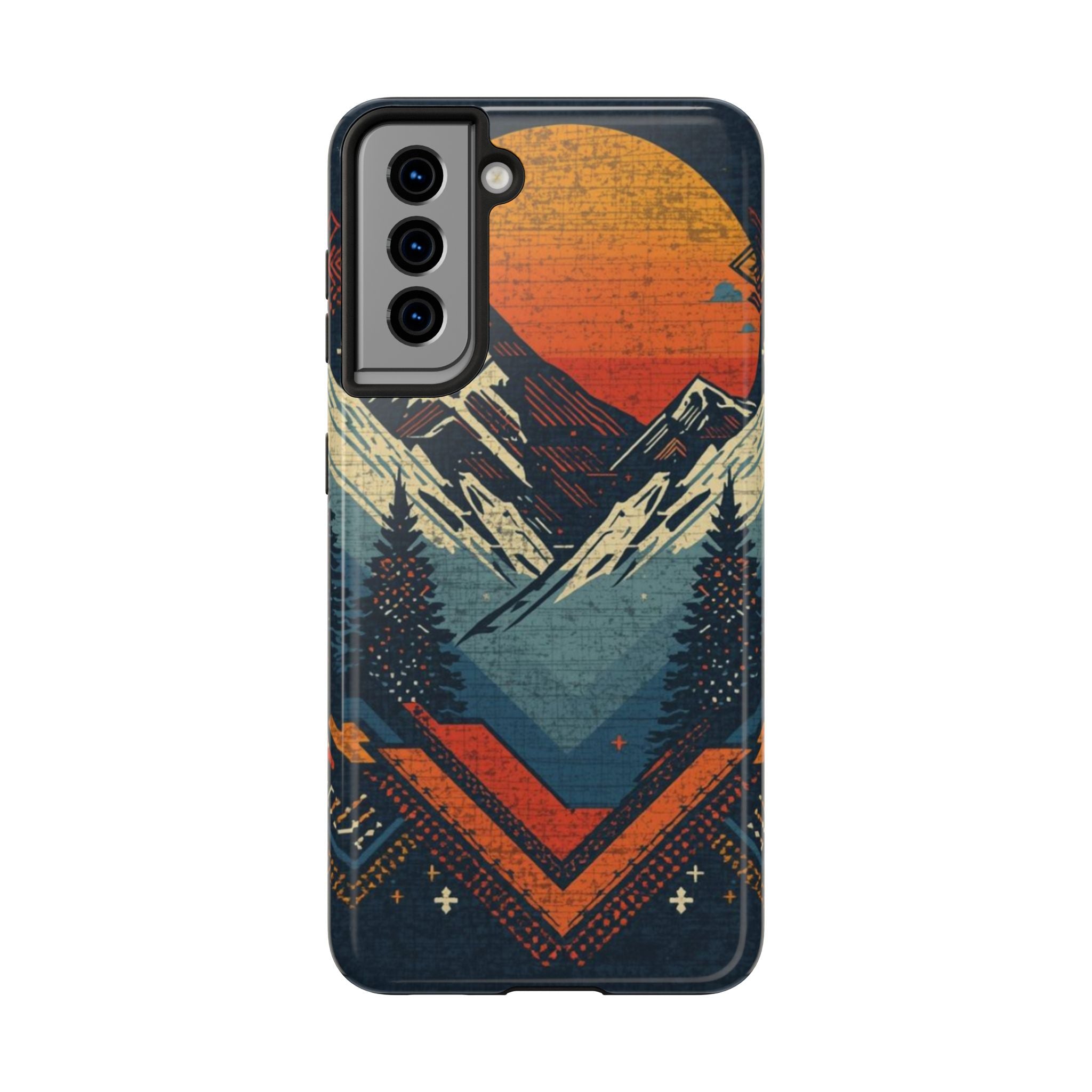 Tough Phone Case — Retro Mountain Sunset Design