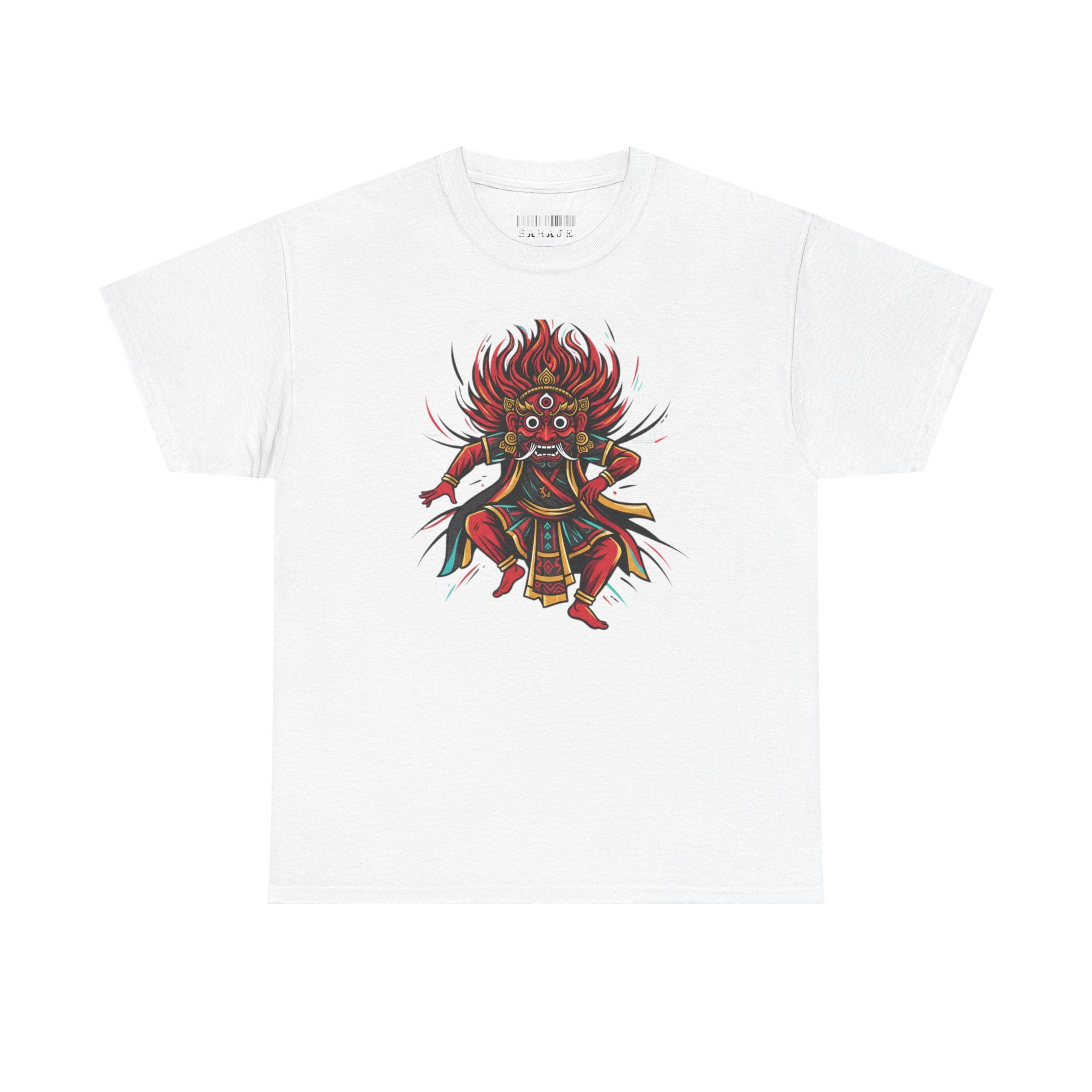 T-Shirt — Fierce Red Oni Demon Graphic Tee (Mythic Japanese Mask Design)