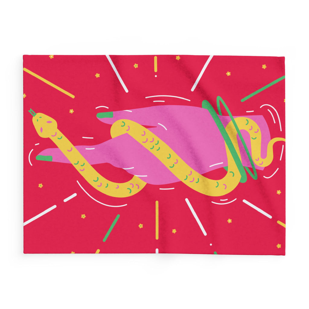 Vibrant Snake Hand Fleece Blanket