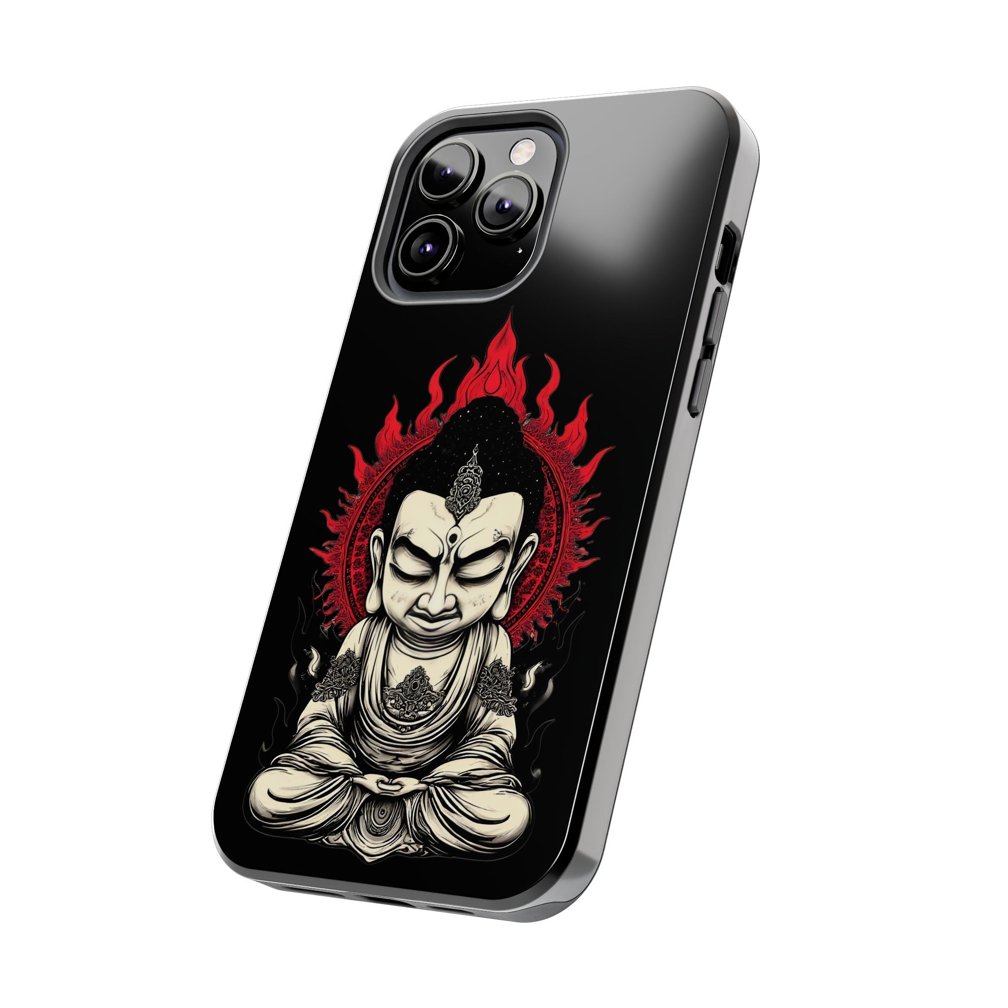Meditative Buddha Tough Phone Case — Red Flame Zen Protection