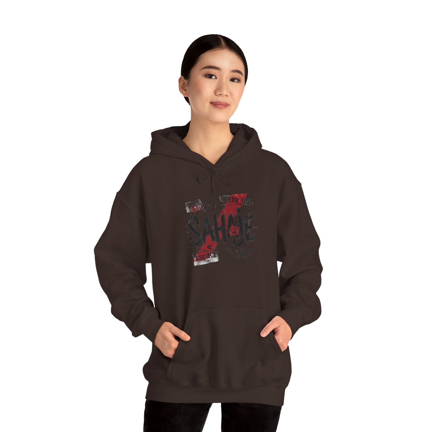 Sahaje Graphic Hoodie – Distressed Vintage Script Pullover