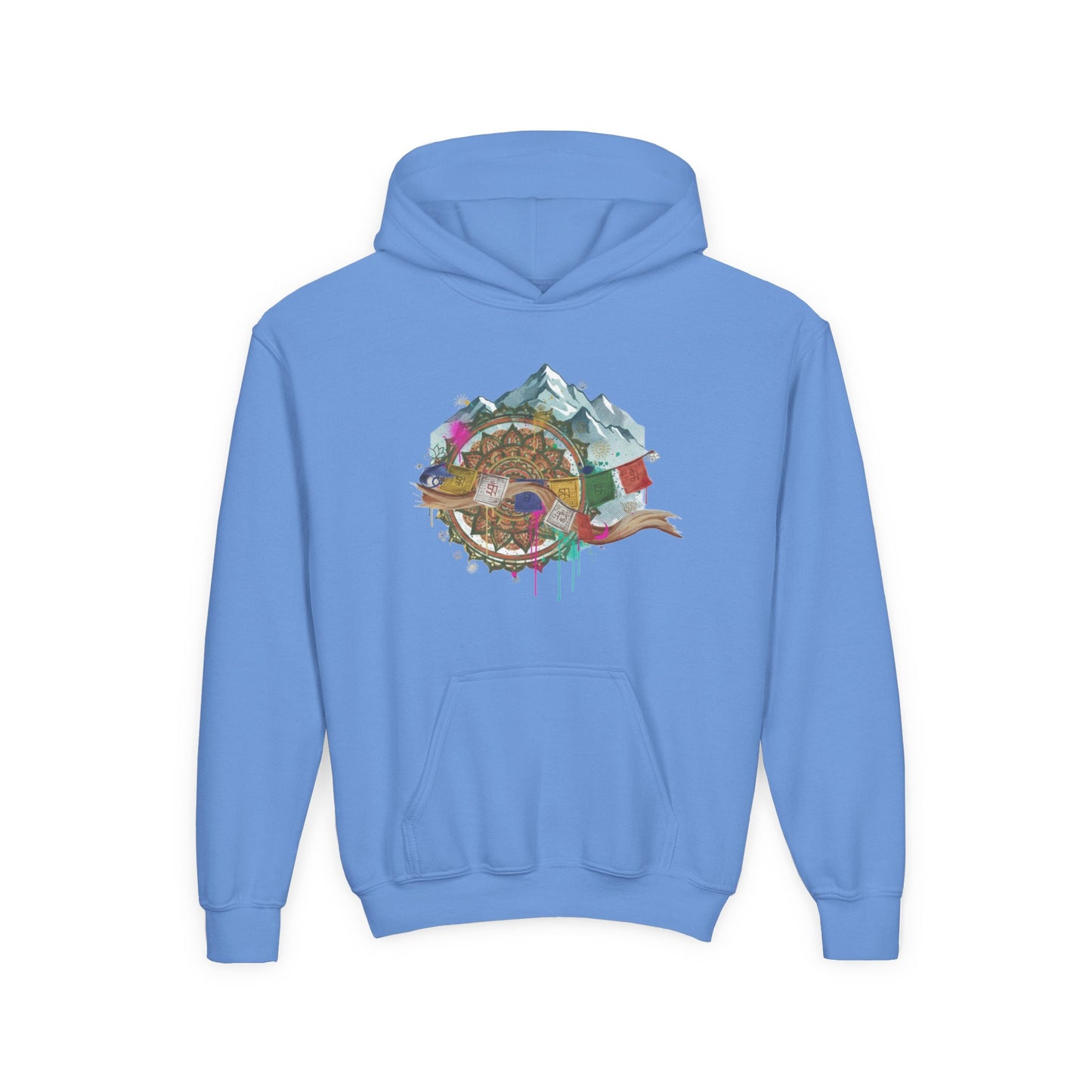 Youth Hoodie — Colorful Mountain Adventure Graphic