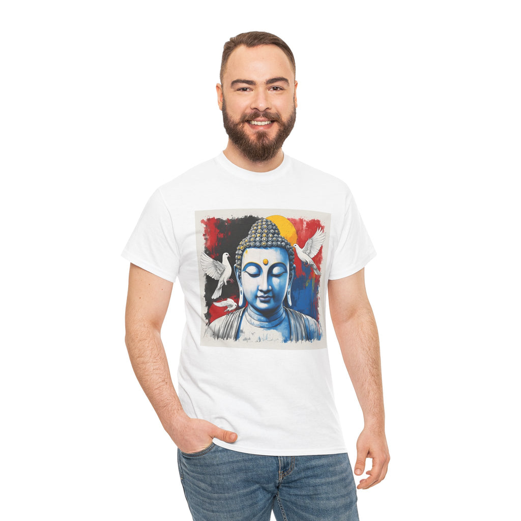 Buddha Peace Tee — Colorful Buddha & Doves Graphic T-Shirt