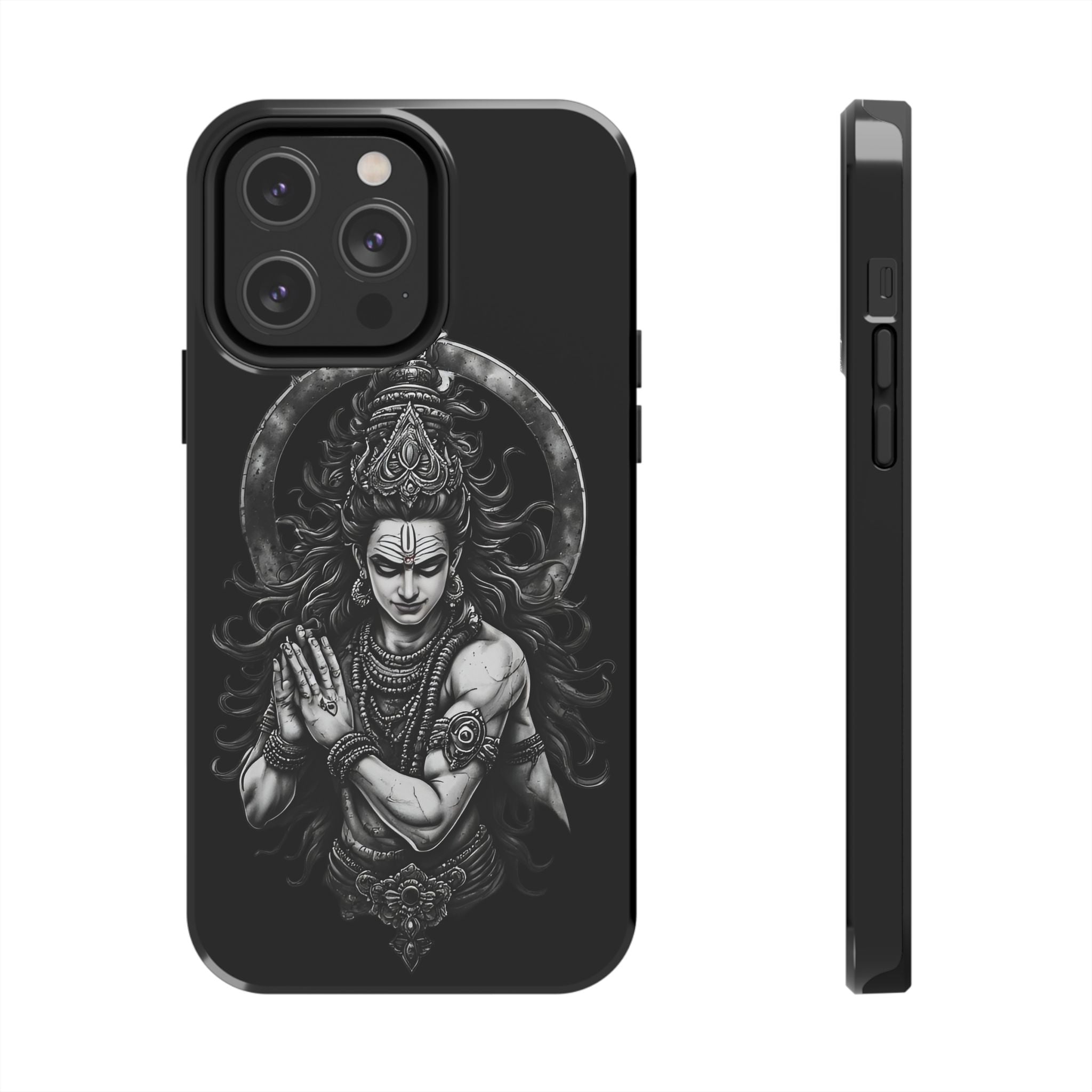 Shiva Tough Phone Case — Black Protective Hindu Deity Design