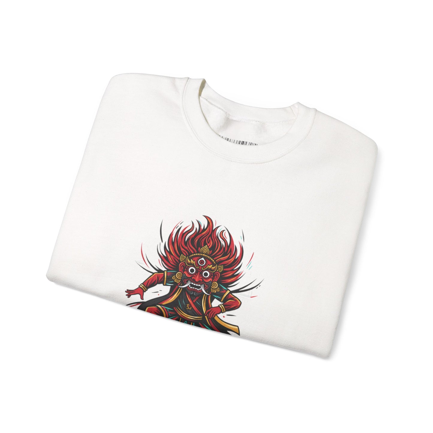 Crewneck Sweatshirt — Red Demon Guardian Graphic