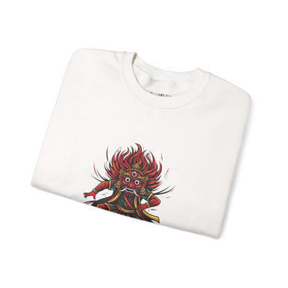 Crewneck Sweatshirt — Red Demon Guardian Graphic