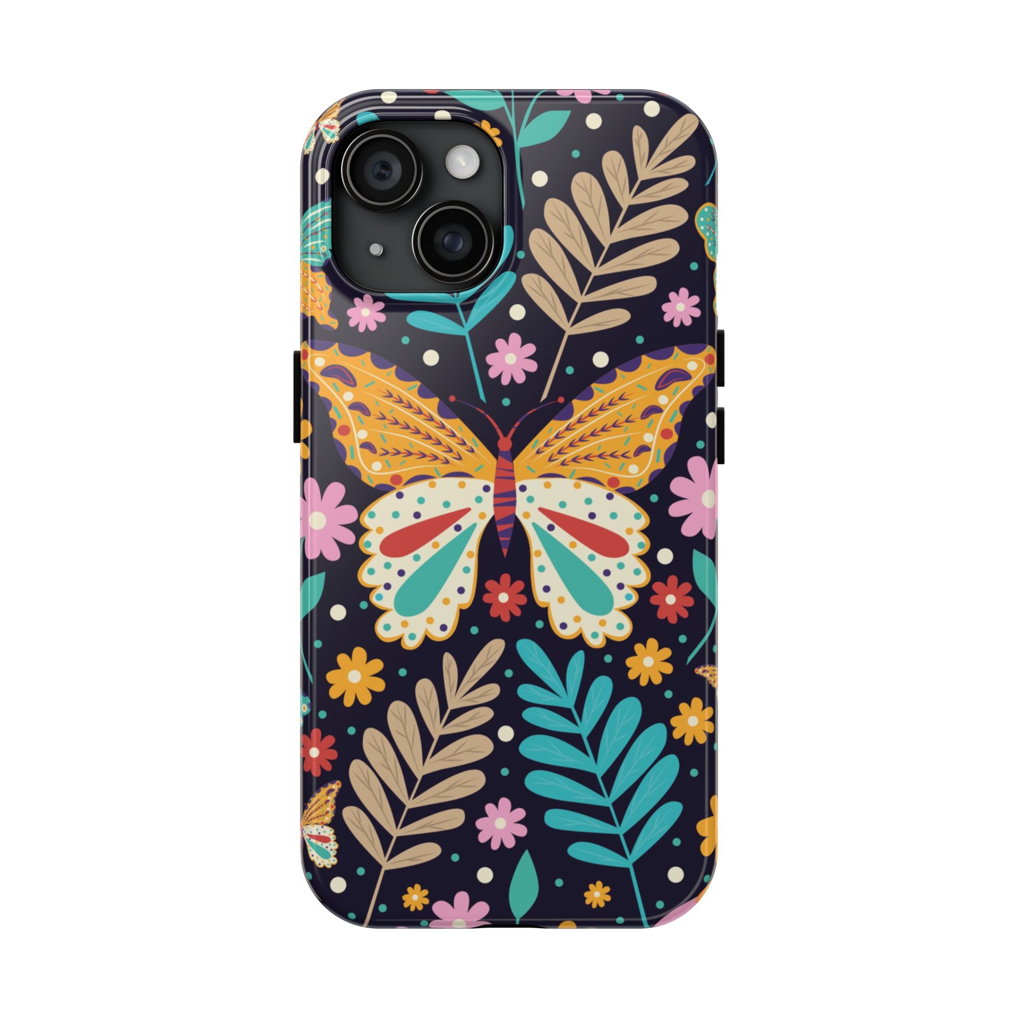 Floral Butterfly Tough Phone Case — Colorful Garden Protective Cover