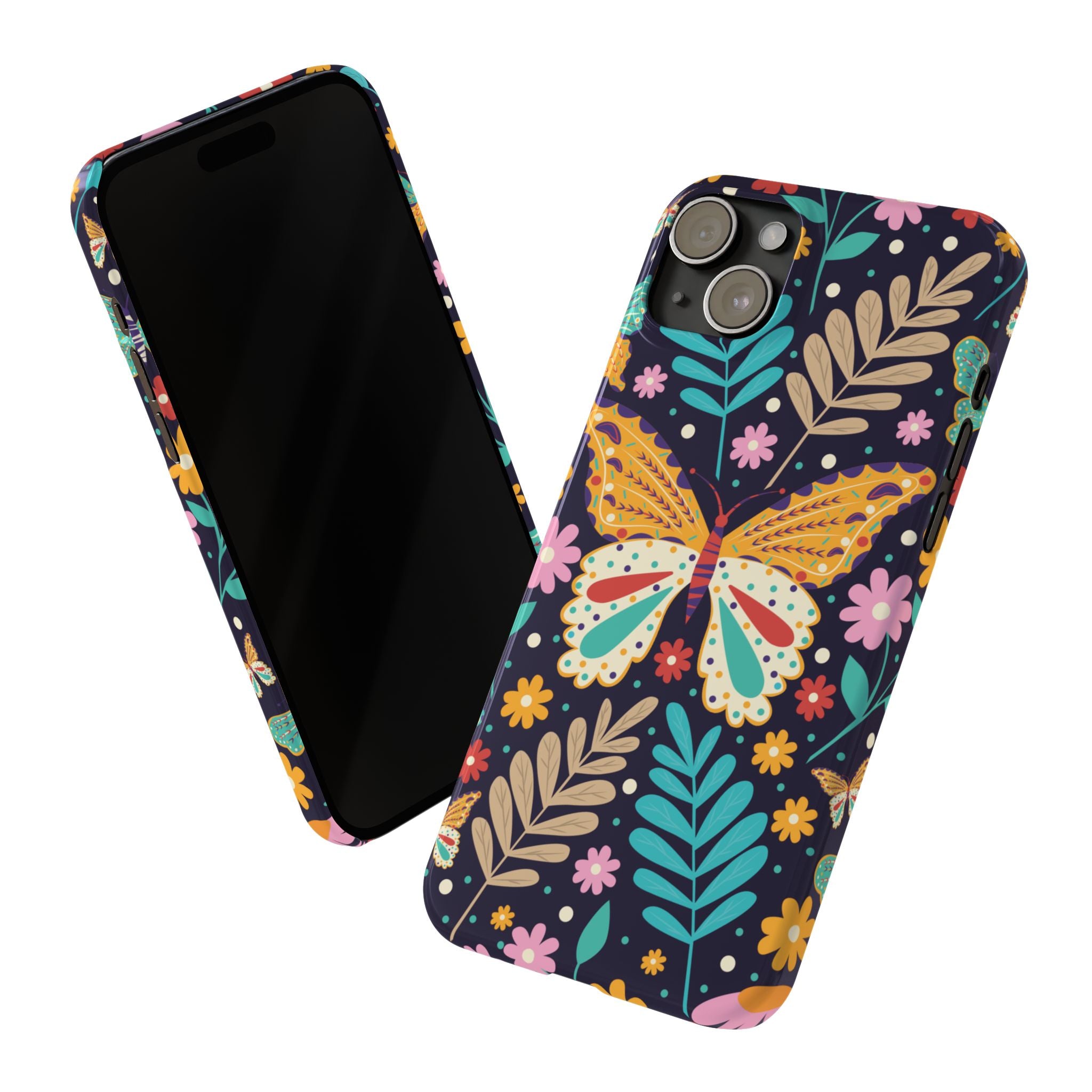 Butterfly Floral Slim Phone Case — Colorful Boho Garden Design
