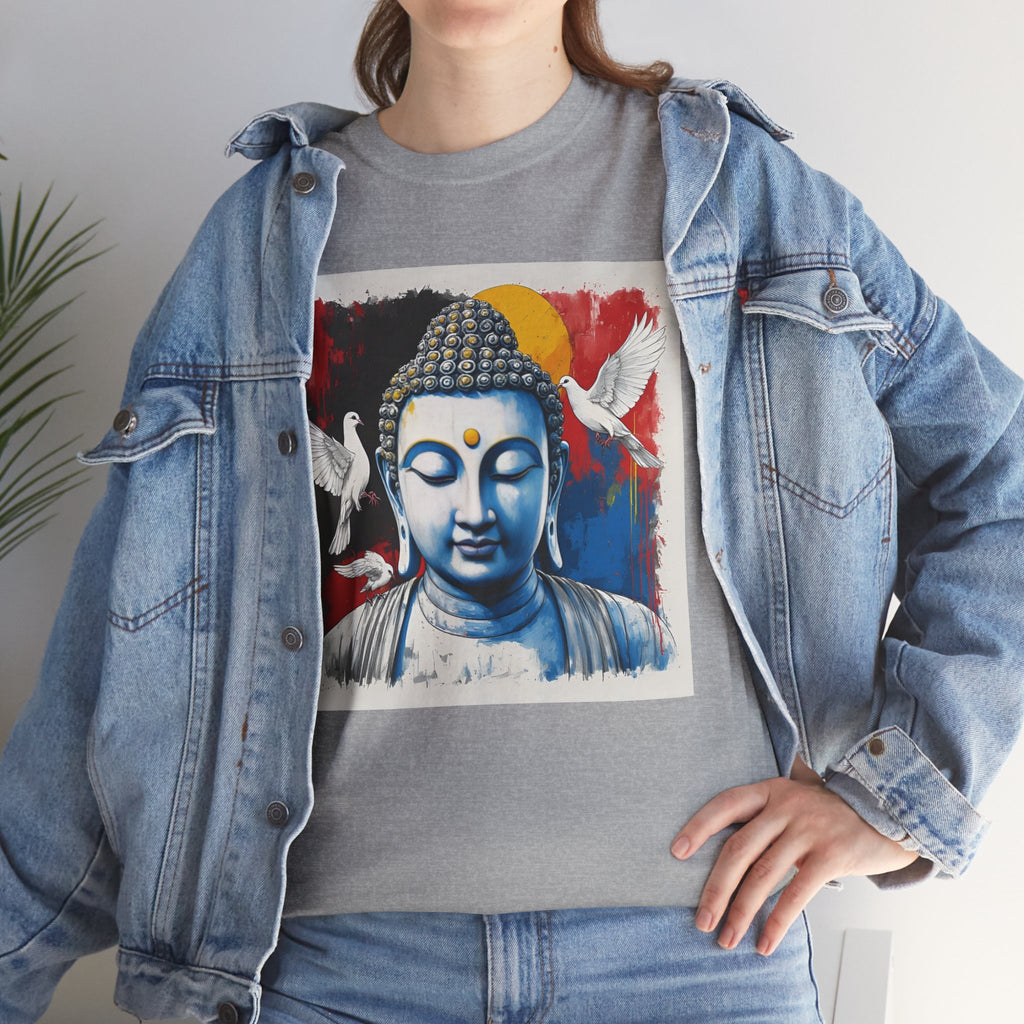 Buddha Peace Tee — Colorful Buddha & Doves Graphic T-Shirt