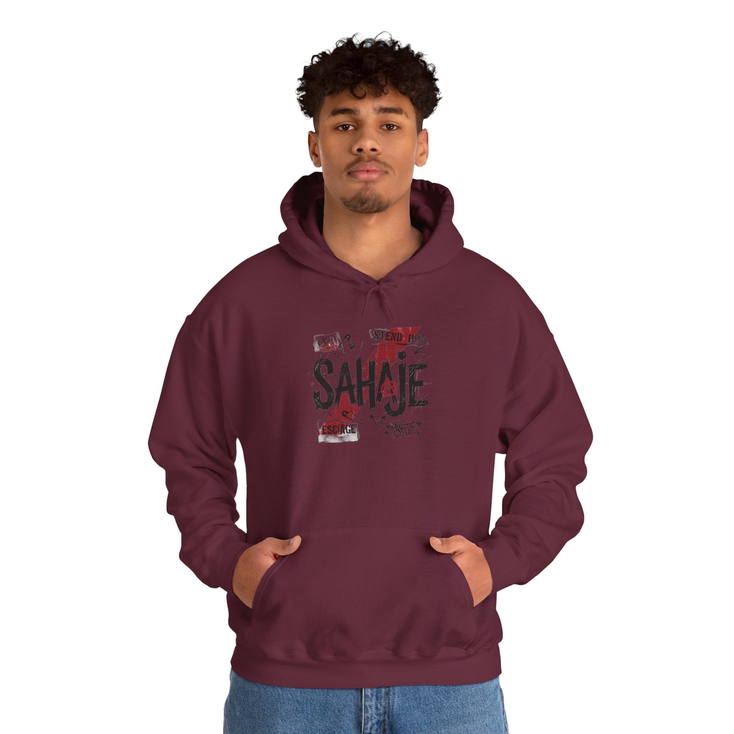 Sahaje Graphic Hoodie – Distressed Vintage Script Pullover