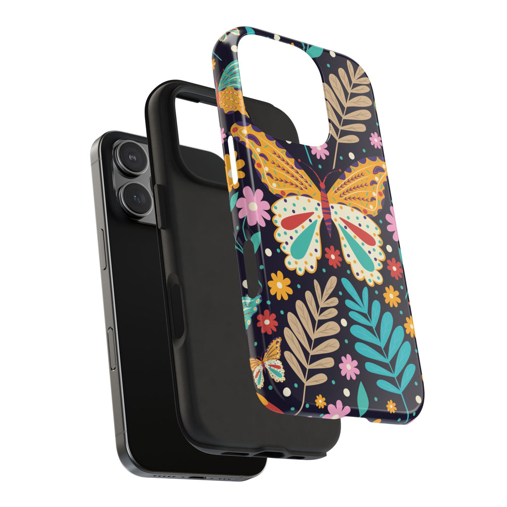 Floral Butterfly Tough Phone Case — Colorful Garden Protective Cover