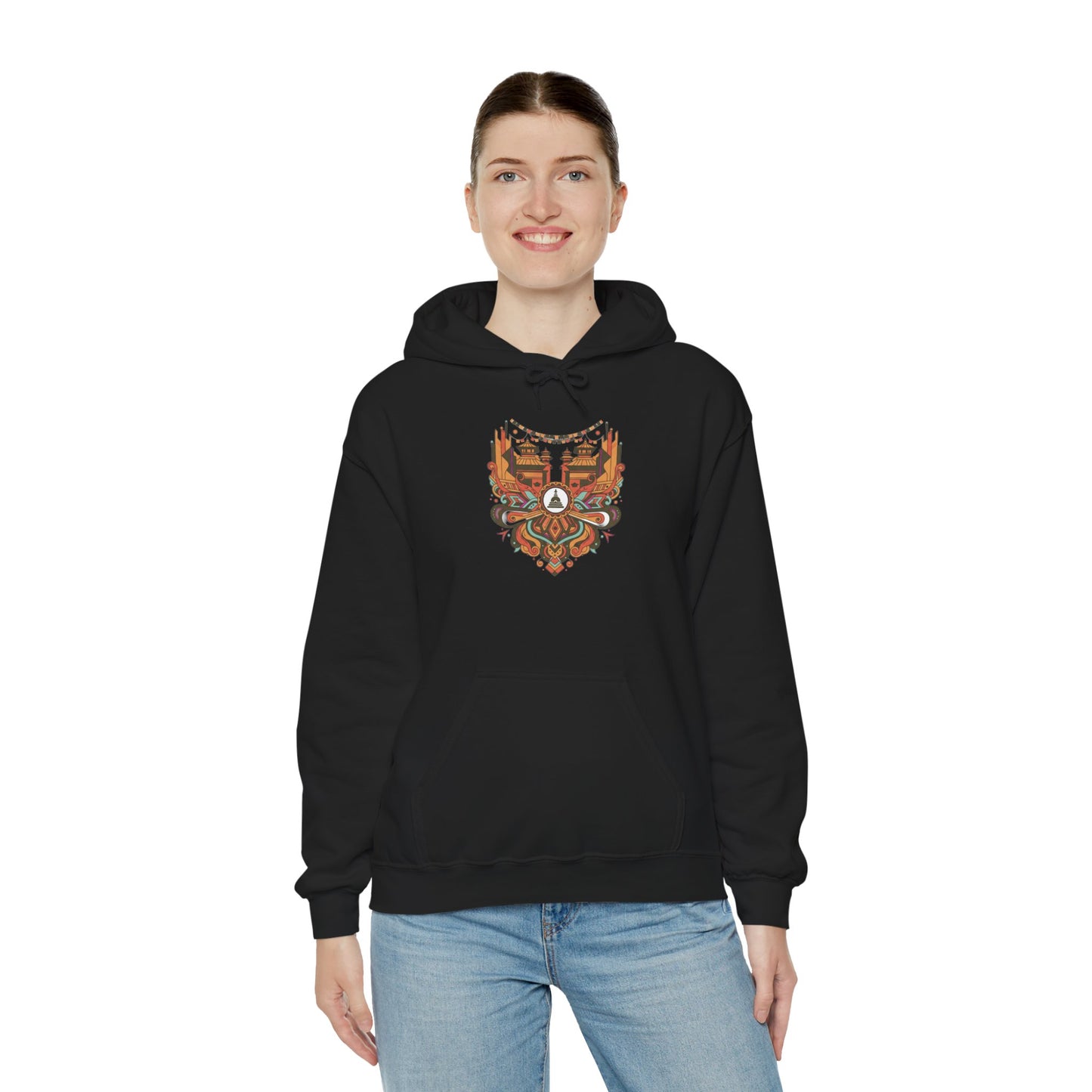 Spiritual Mandala Buddha Hoodie — Colorful Meditation Graphic Sweatshirt