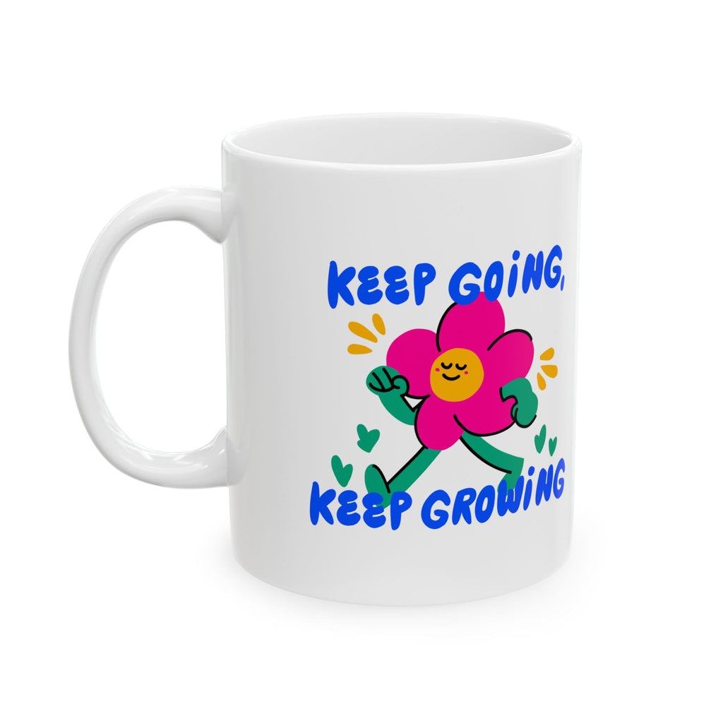 Positive Vibes Ceramic Mug - For Coffee Lovers, Inspirational Gift, Floral Design, Home Decor, Self-Care