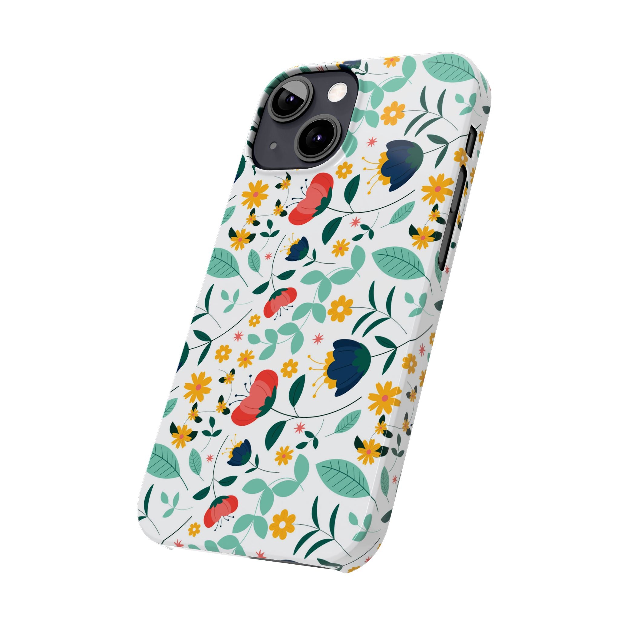 Floral Slim Phone Case — Colorful Folk Flower Pattern