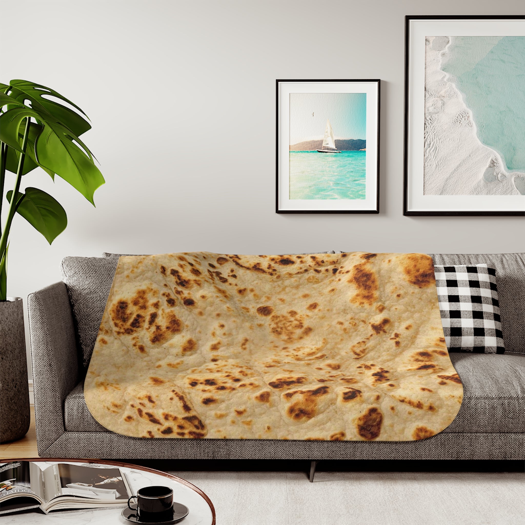 Tortilla Print Sherpa Blanket — Two‑Tone Cozy Throw