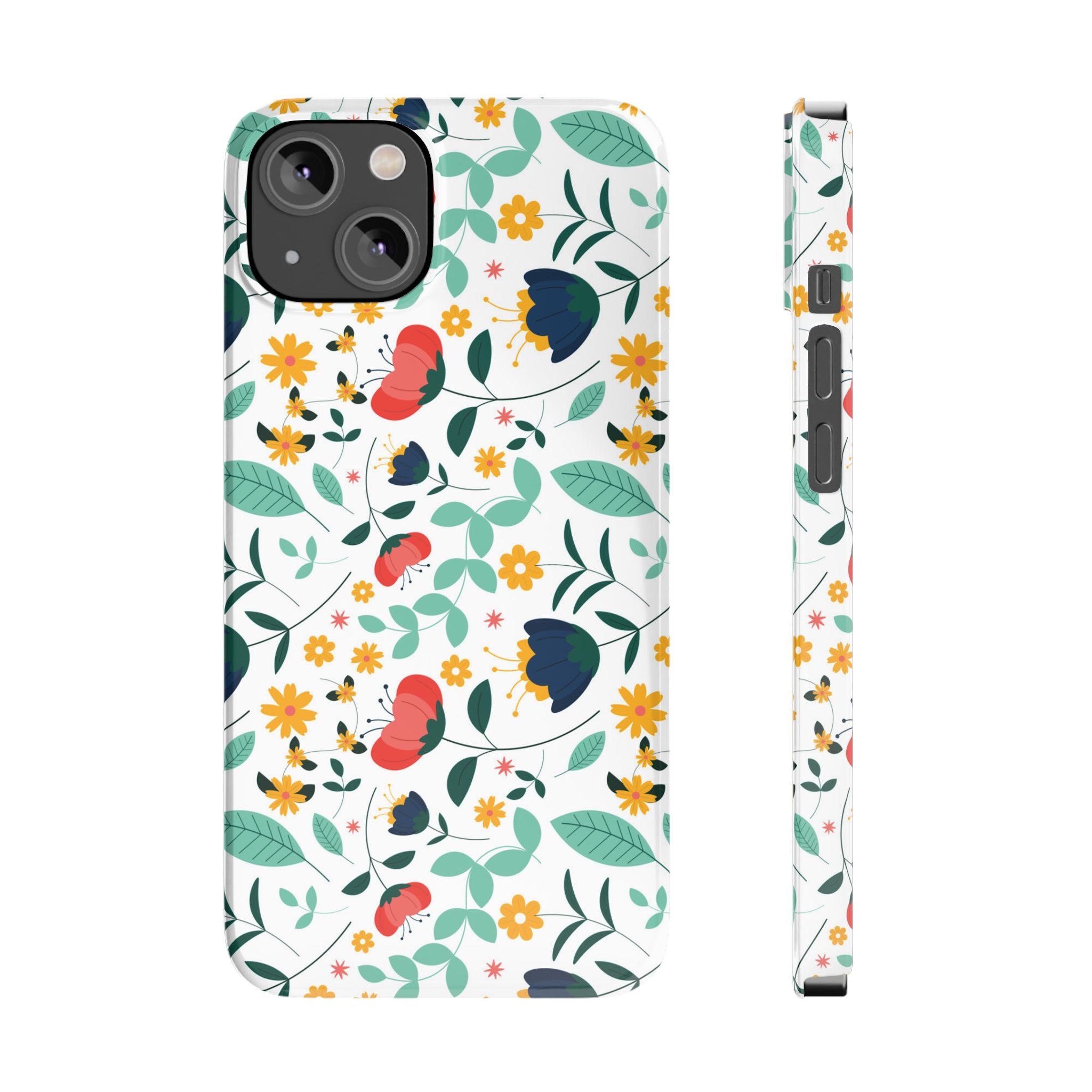 Floral Slim Phone Case — Colorful Folk Flower Pattern