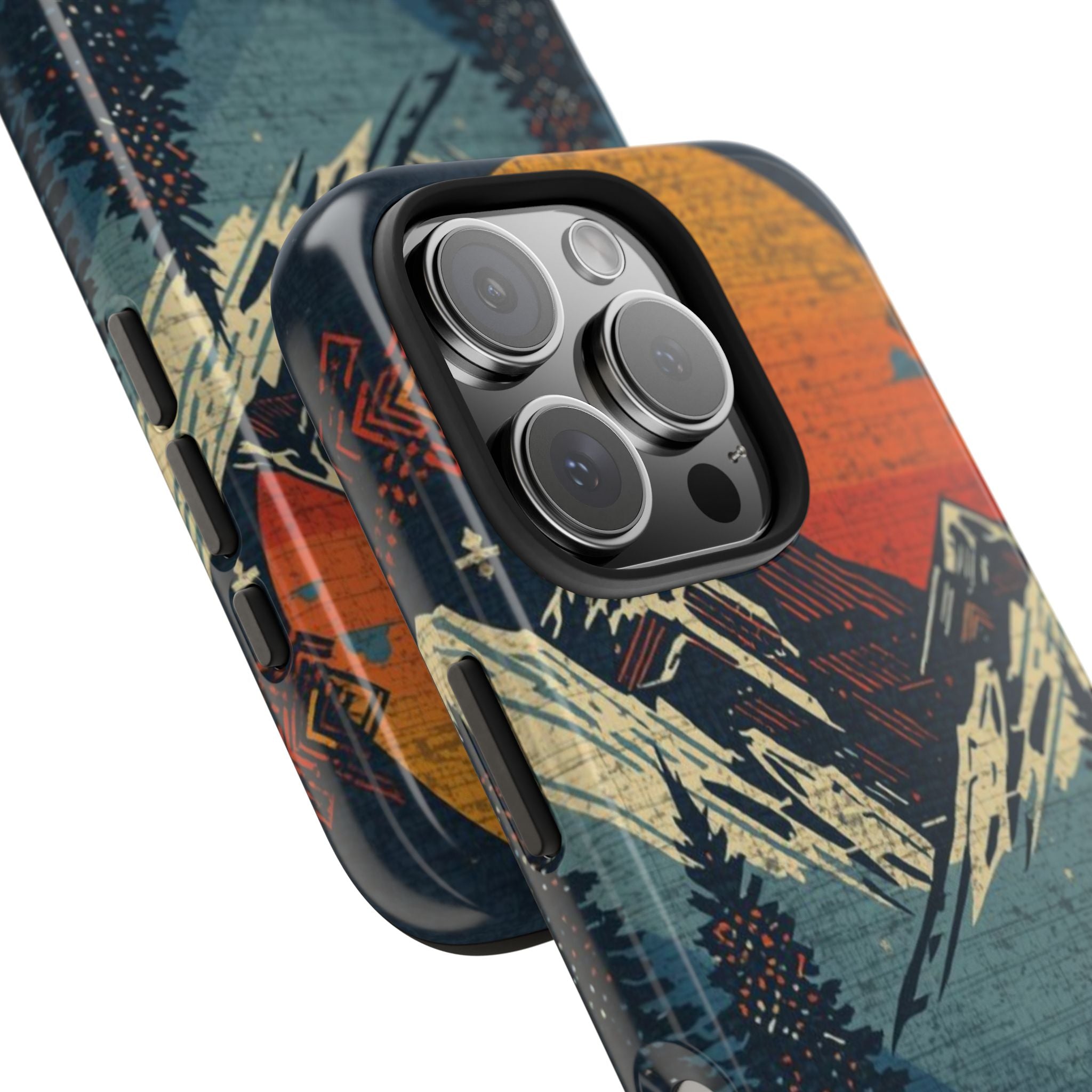 Tough Phone Case — Retro Mountain Sunset Design