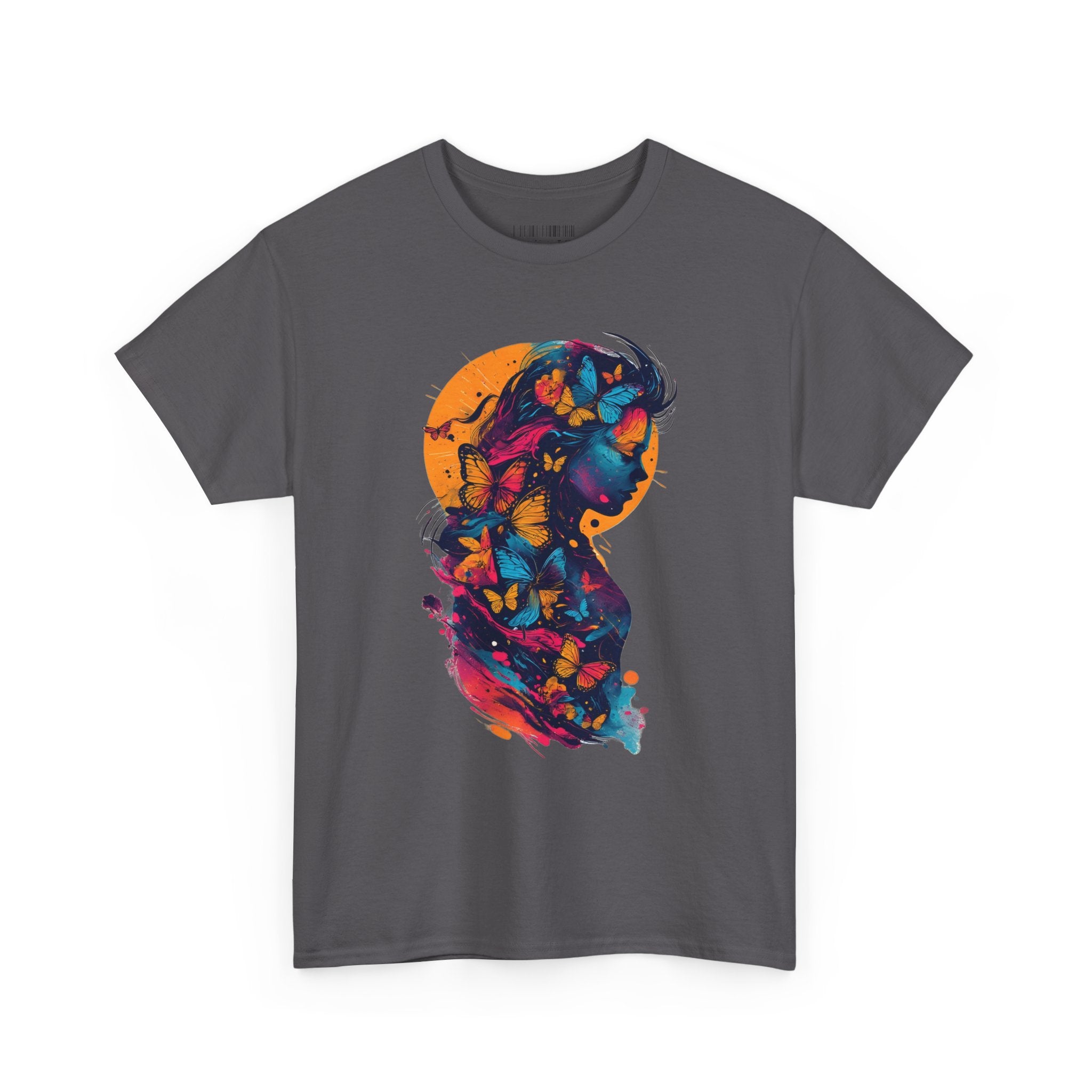 Butterfly Silhouette Graphic Tee — Colorful Maternity Profile Design