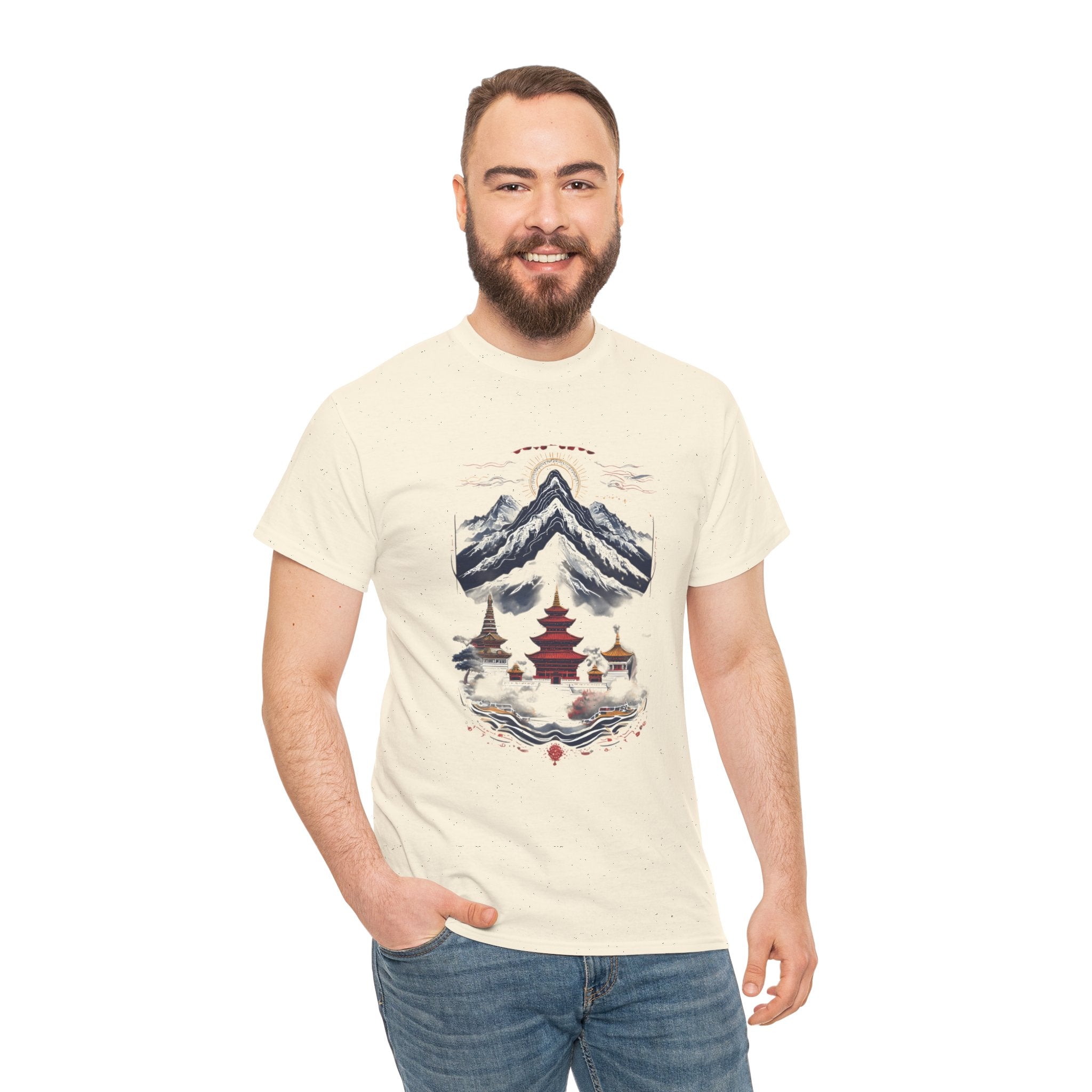 Japanese Mountain Pagoda T-Shirt — Zen Temple Landscape Tee