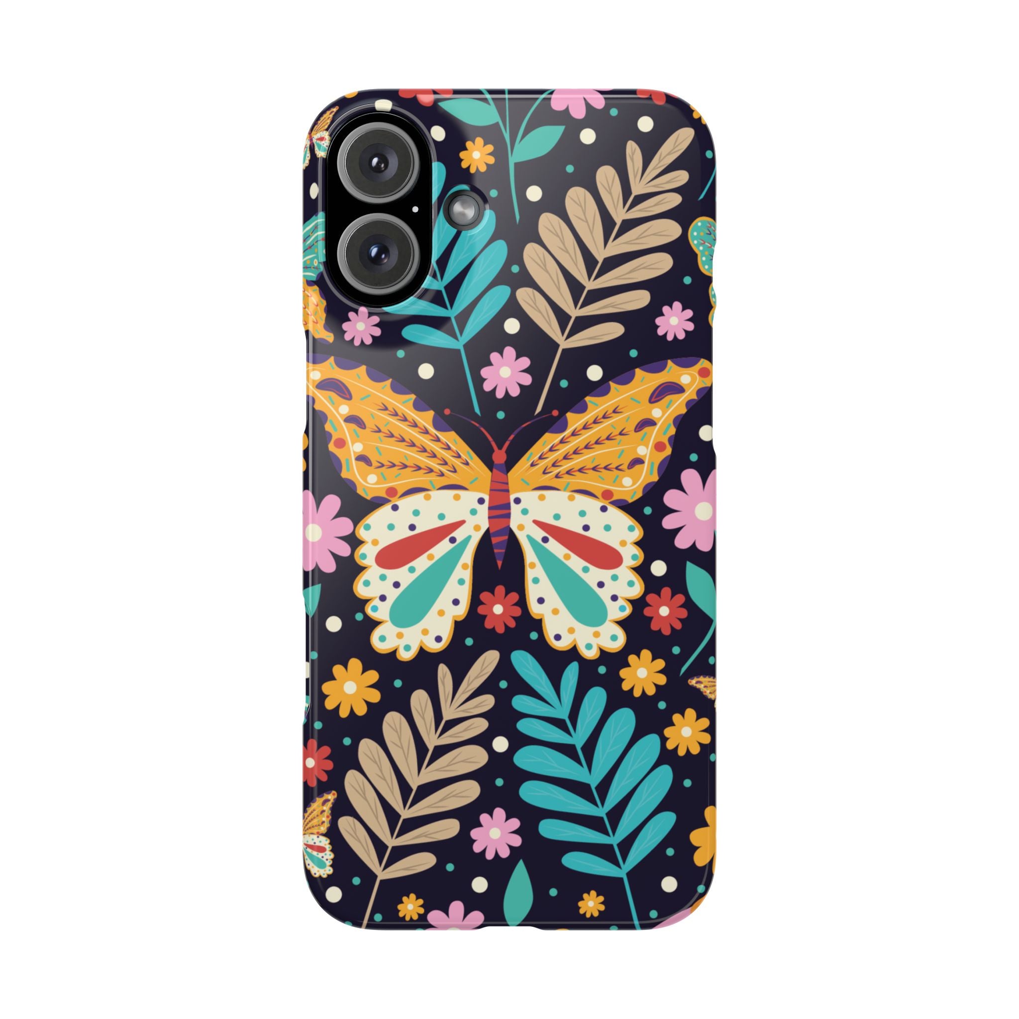 Butterfly Floral Slim Phone Case — Colorful Boho Garden Design