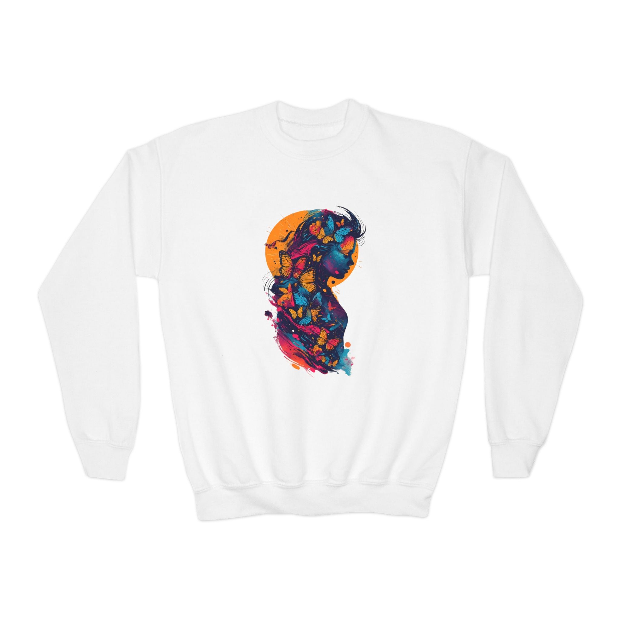 Youth Sweatshirt — Colorful Astronaut Silhouette Crewneck