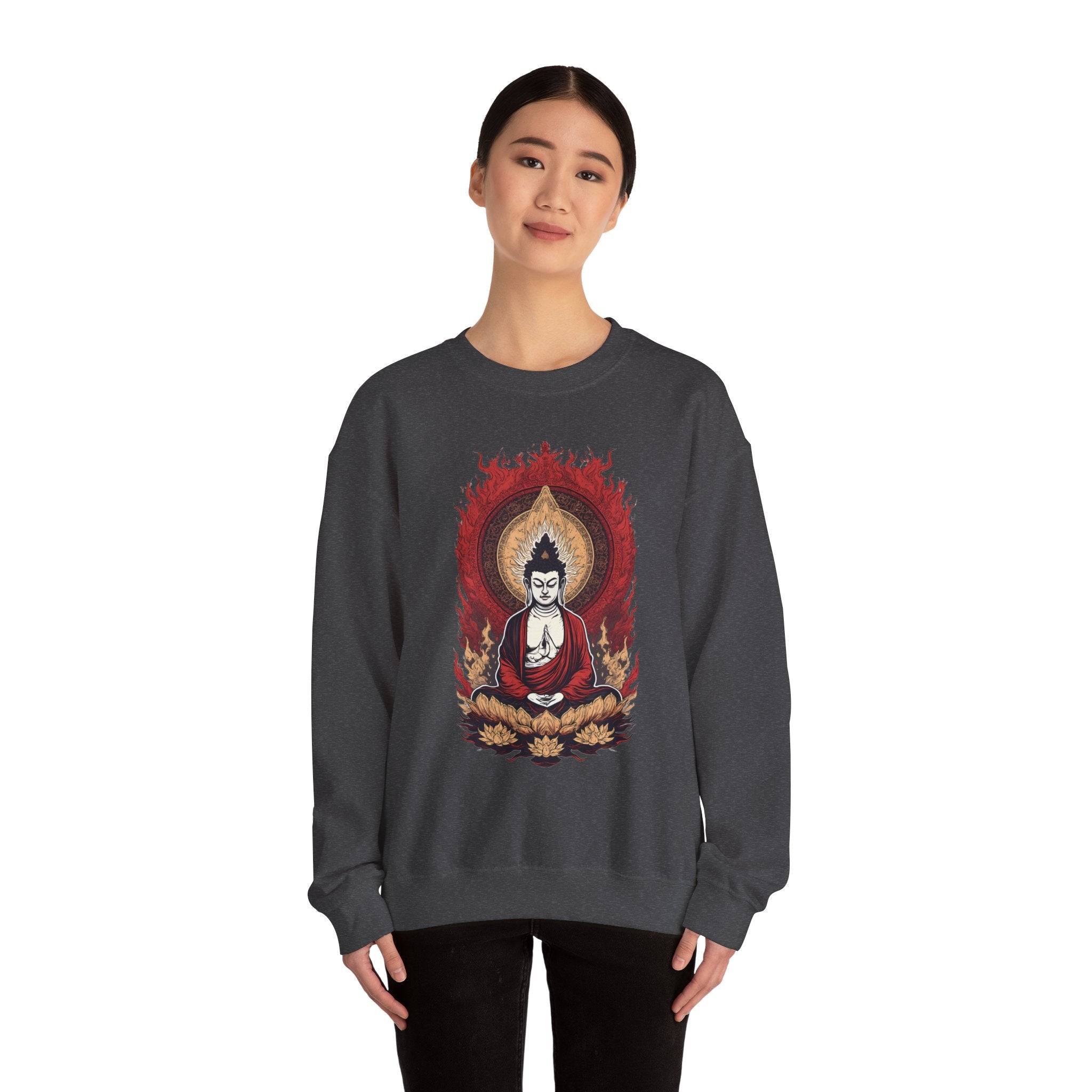 Buddha Lotus Flame Crewneck Sweatshirt